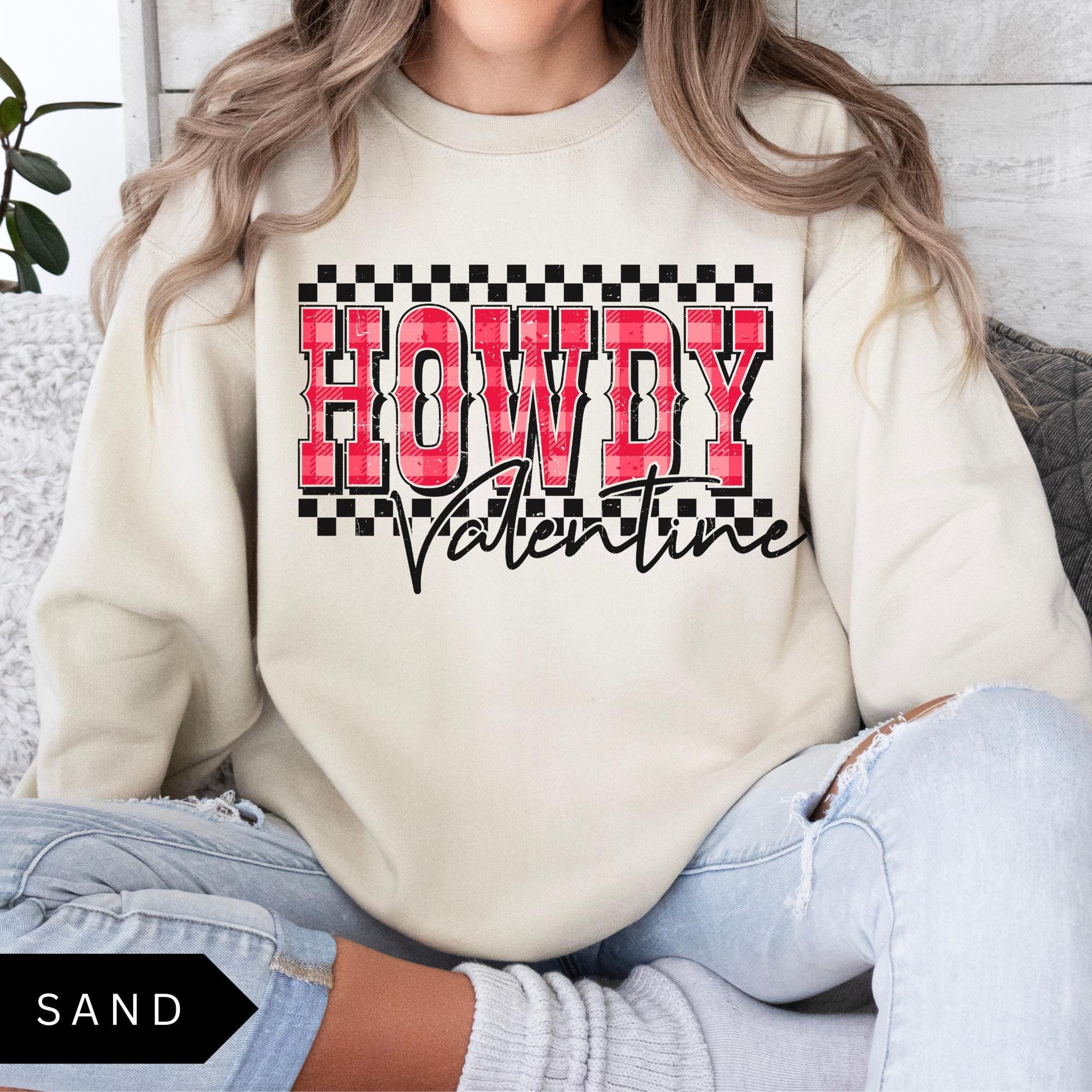Retro Western Valentine Sweatshirt Howdy Valentine Sweatshirt Trendy Western Valentines Day Shirt V 1