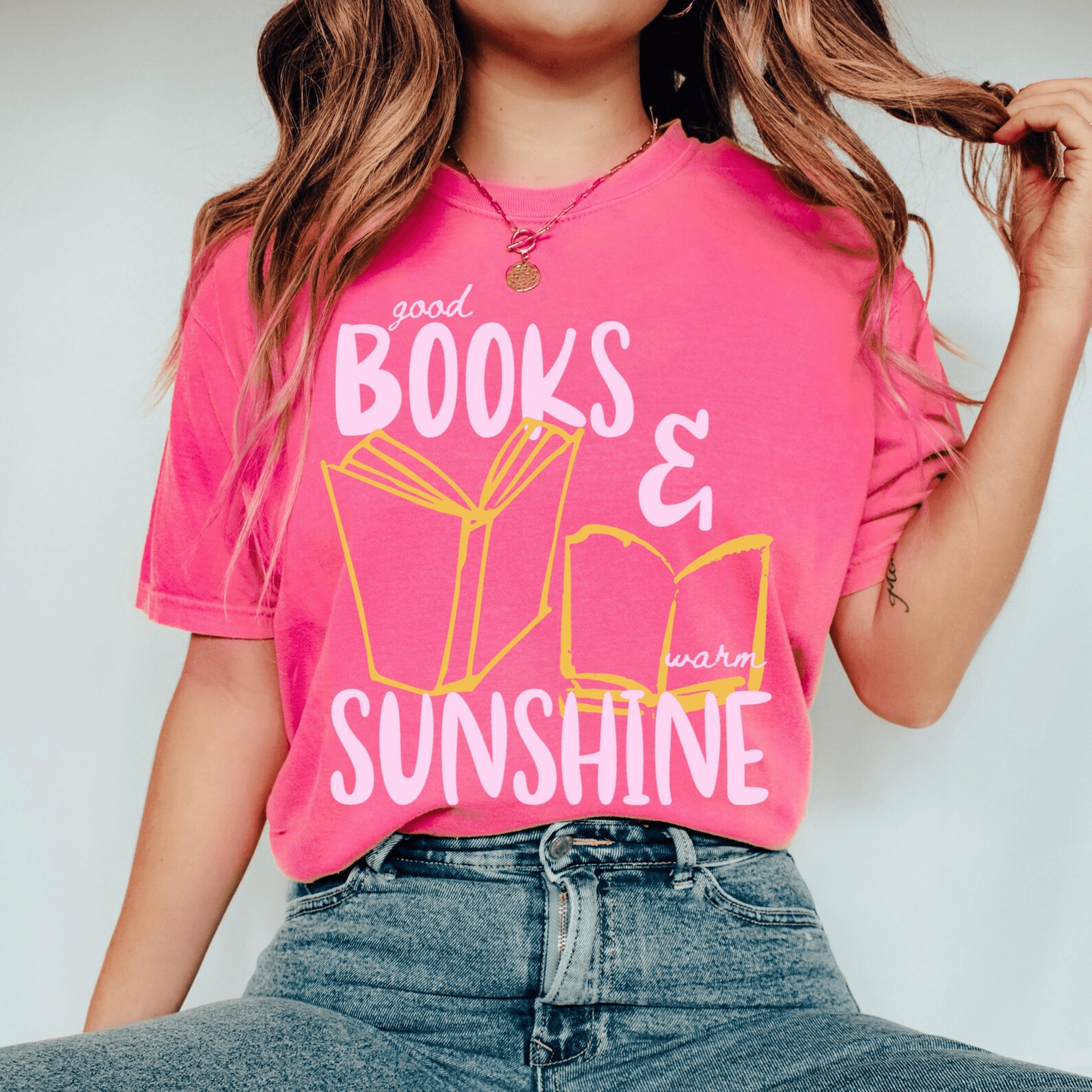 Comfort Colors Bookish Shirt For Women Good Books And Sunshine Reading Tee Summer Book Lover Top 2