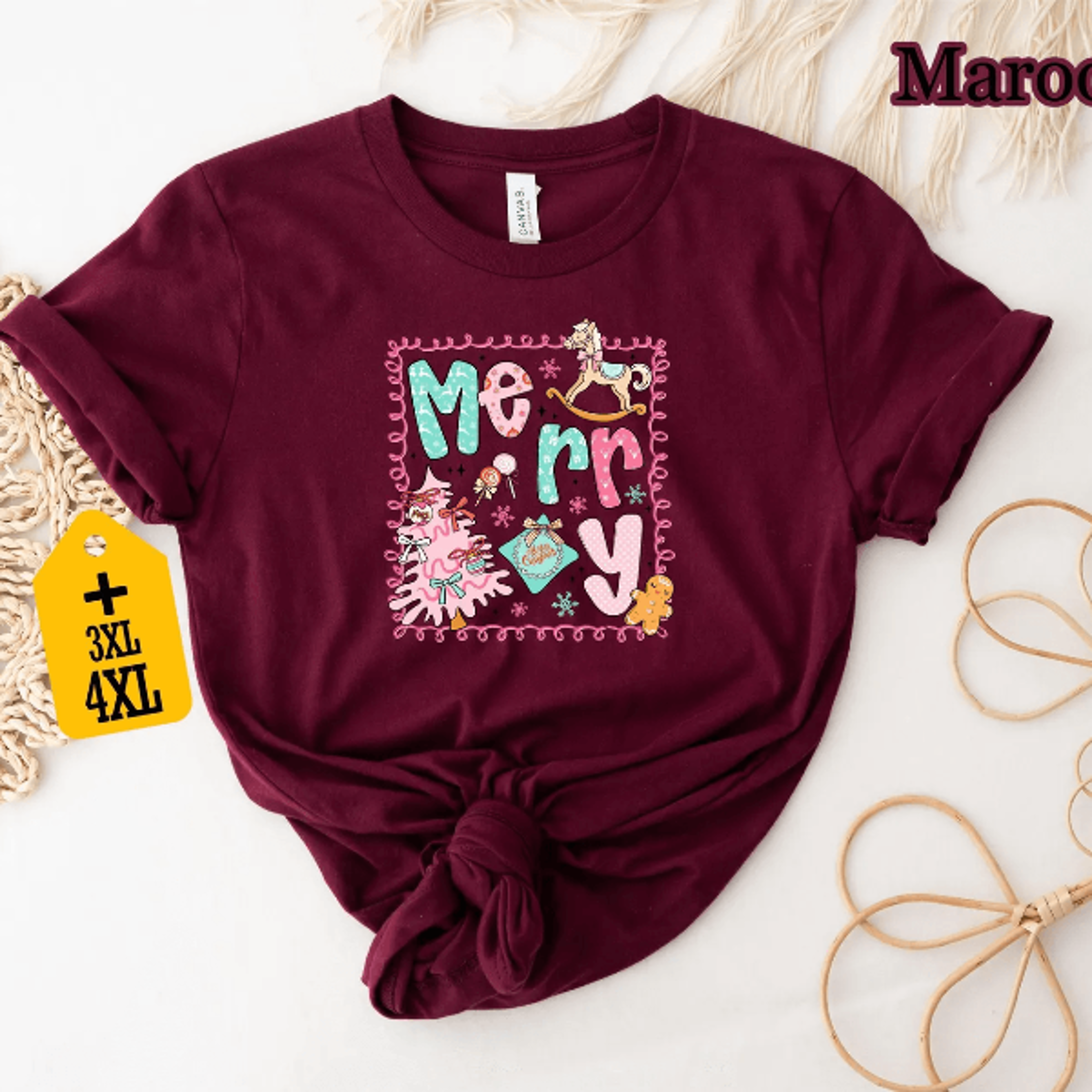 Cute Pink Merry Christmas Gingerbread Shirt  Pastel Holiday Womens Tee 0