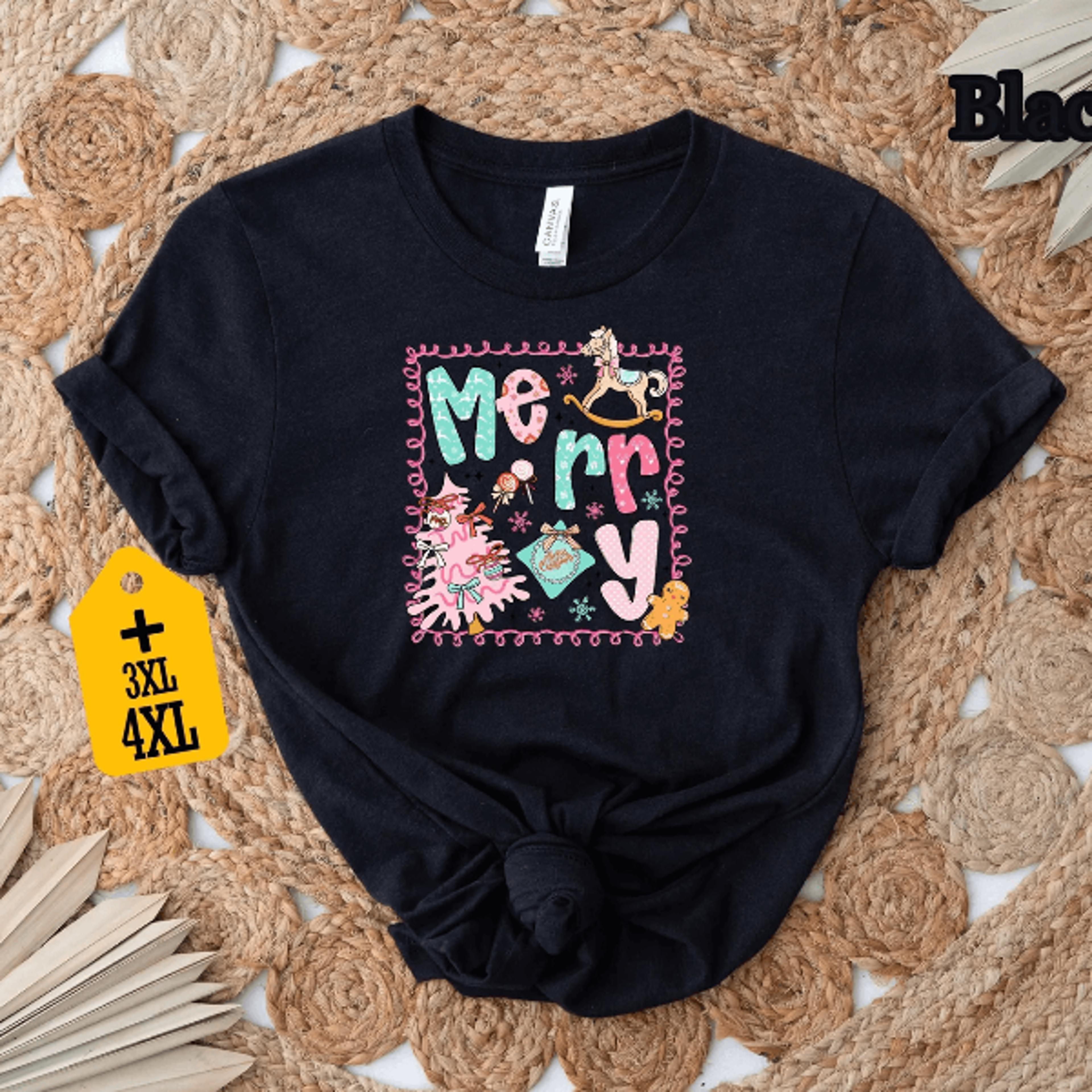 Cute Pink Merry Christmas Gingerbread Shirt  Pastel Holiday Womens Tee 2