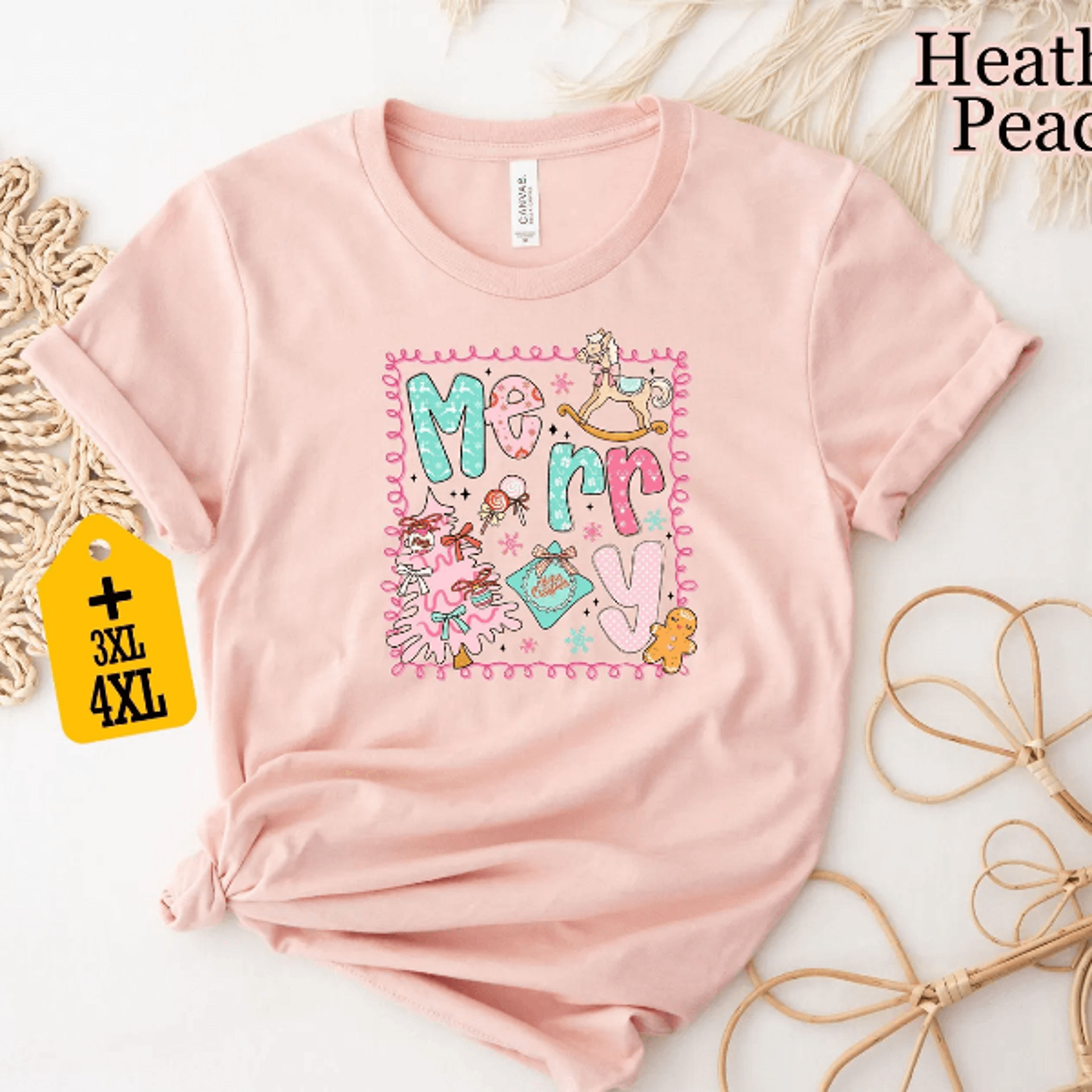 Cute Pink Merry Christmas Gingerbread Shirt  Pastel Holiday Womens Tee 3