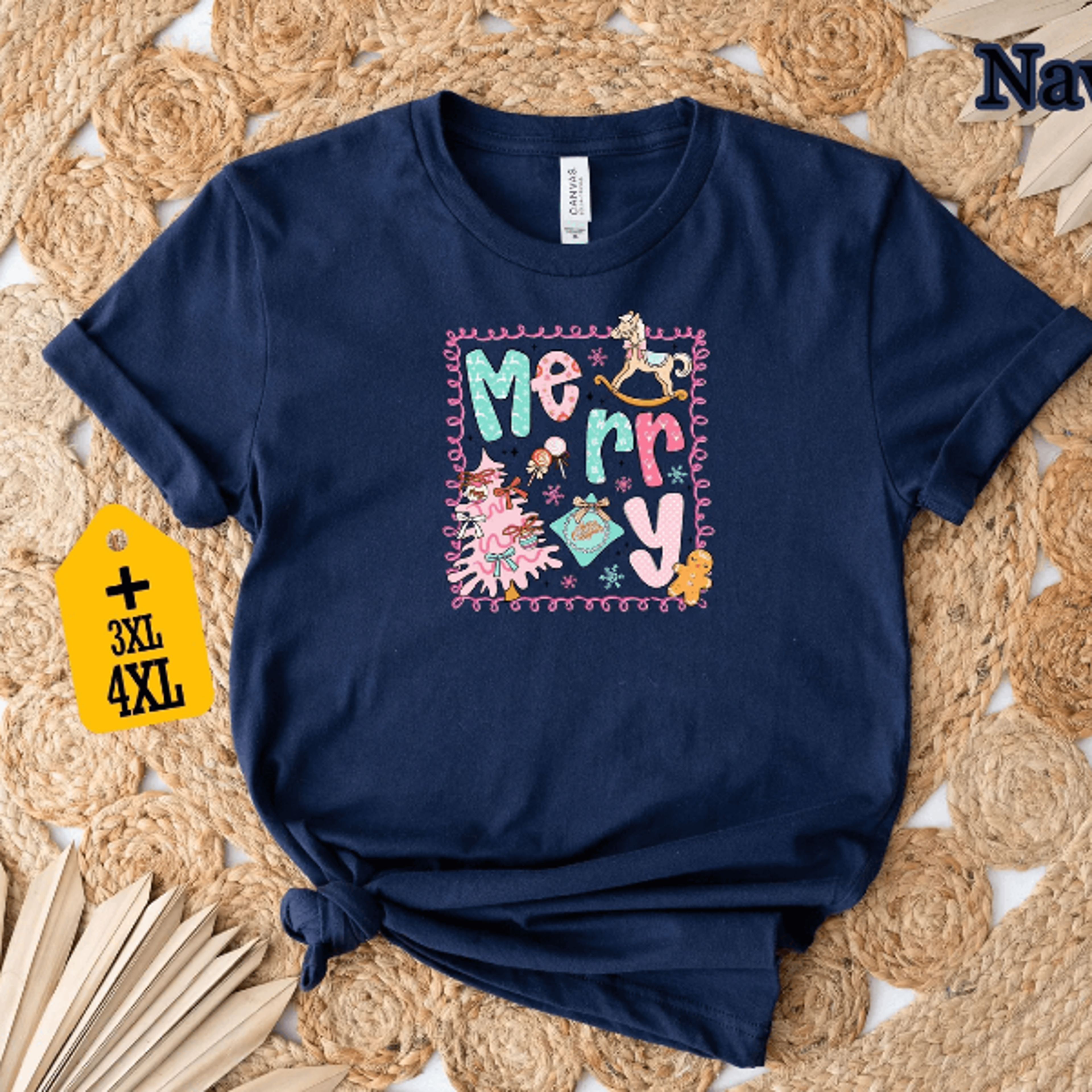 Cute Pink Merry Christmas Gingerbread Shirt  Pastel Holiday Womens Tee 4
