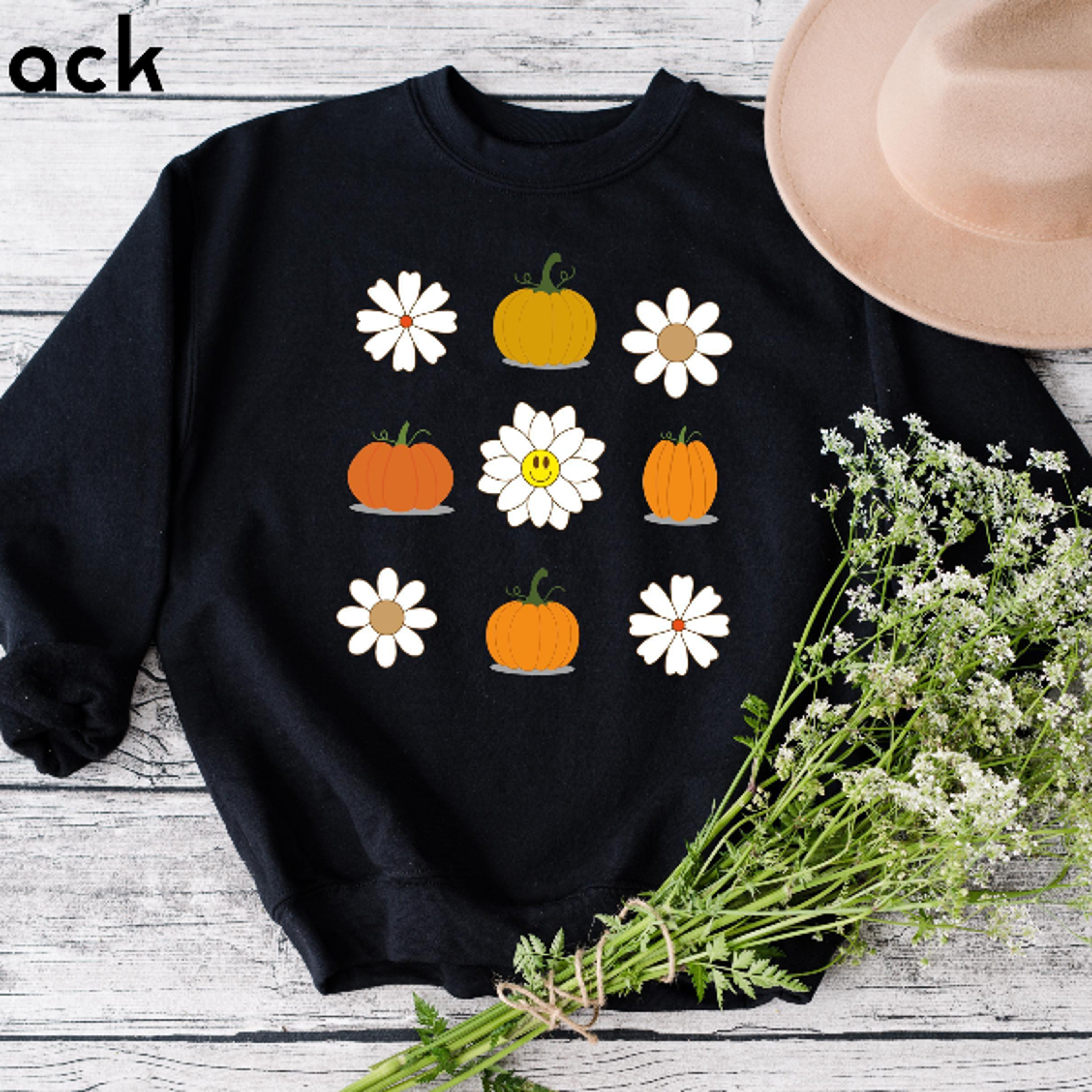 Thanksgiving Pumpkin Daisy Sweatshirt Fall Floral Pumpkin Crewneck Cute Autumn Pumpkin Flower Sweat 