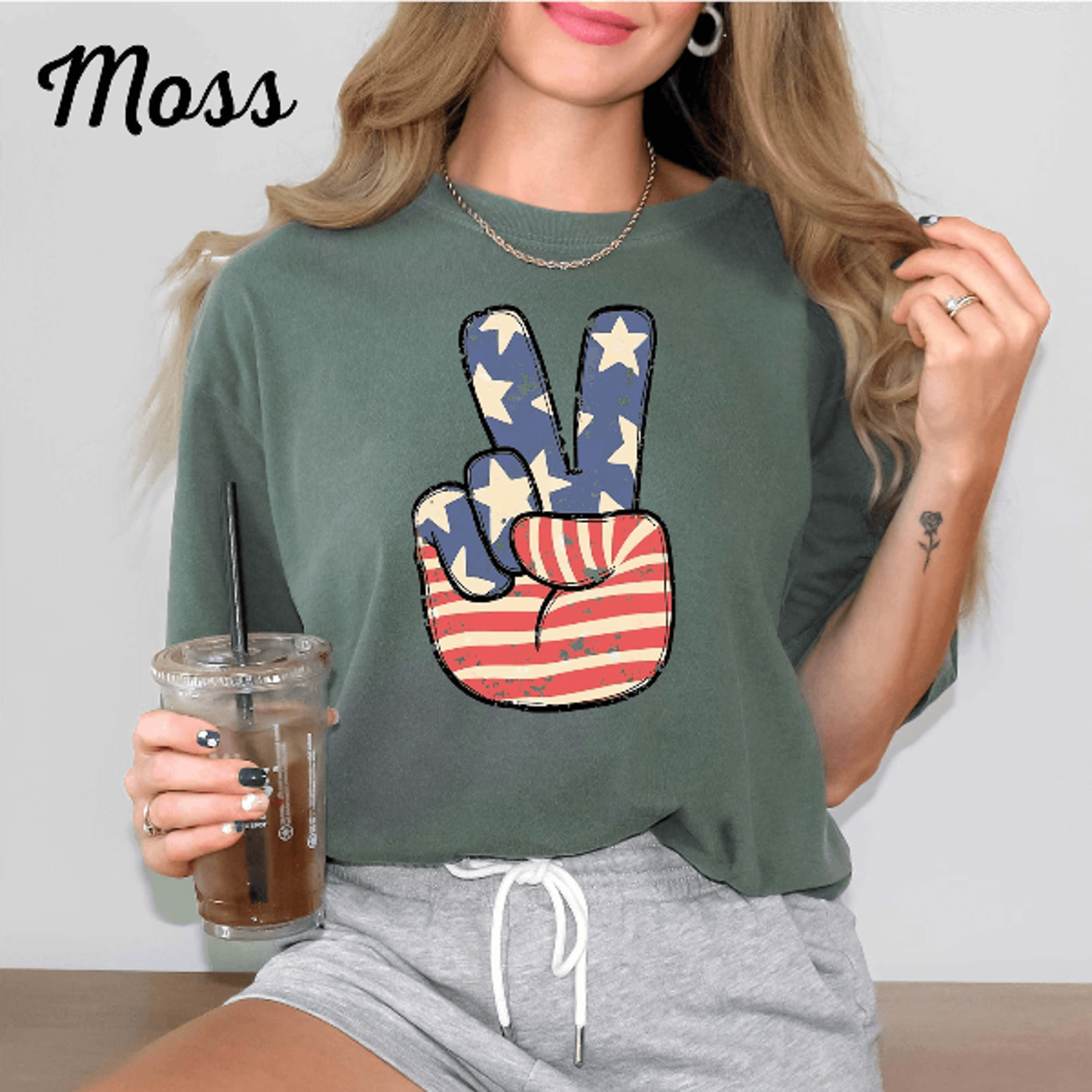 Comfort Colors Peace Sign USA Shirt  Retro Patriotic 4th Of July Graphic Tee 1