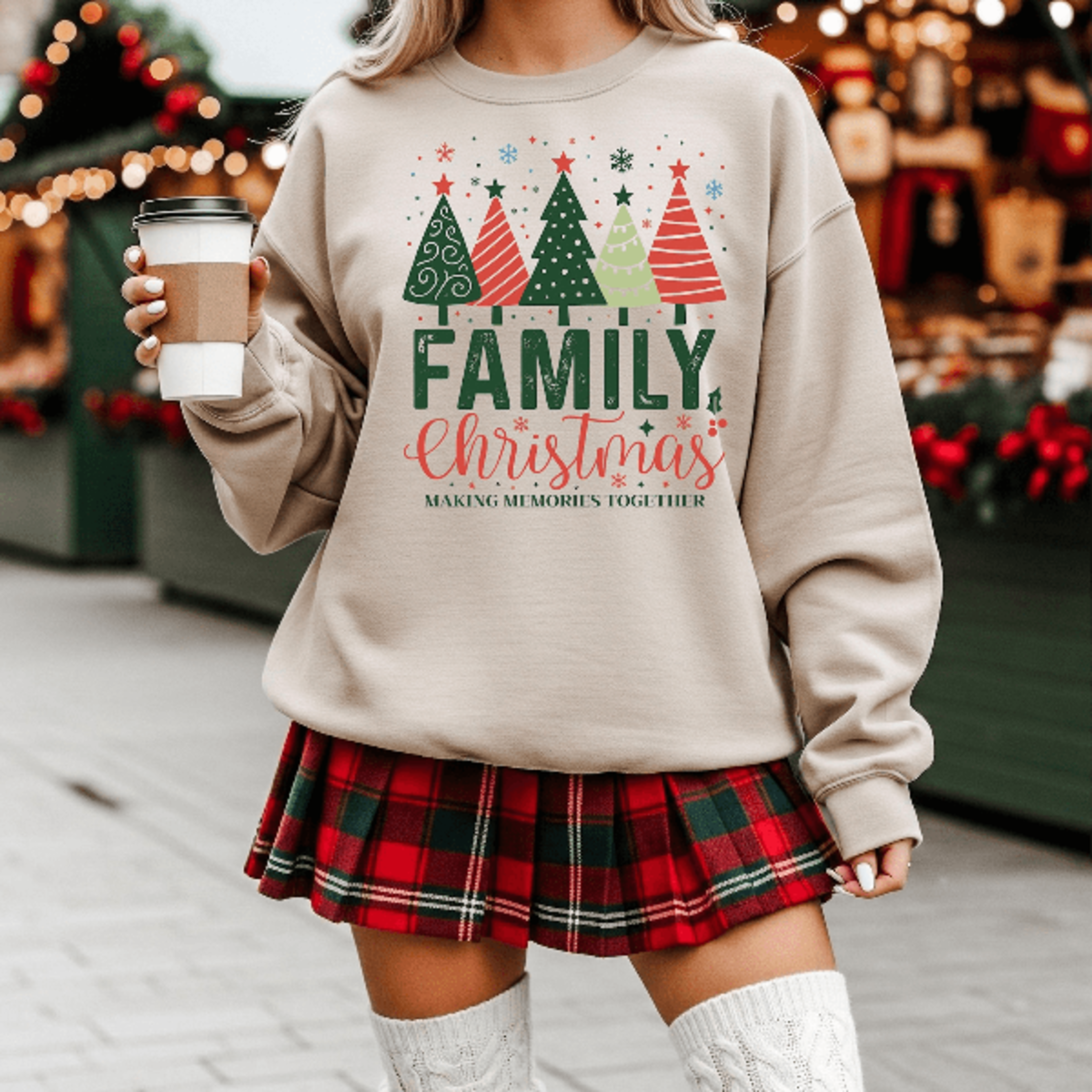 Family Christmas Sweatshirt  Matching Pink Making Memories Holiday Crewneck 3
