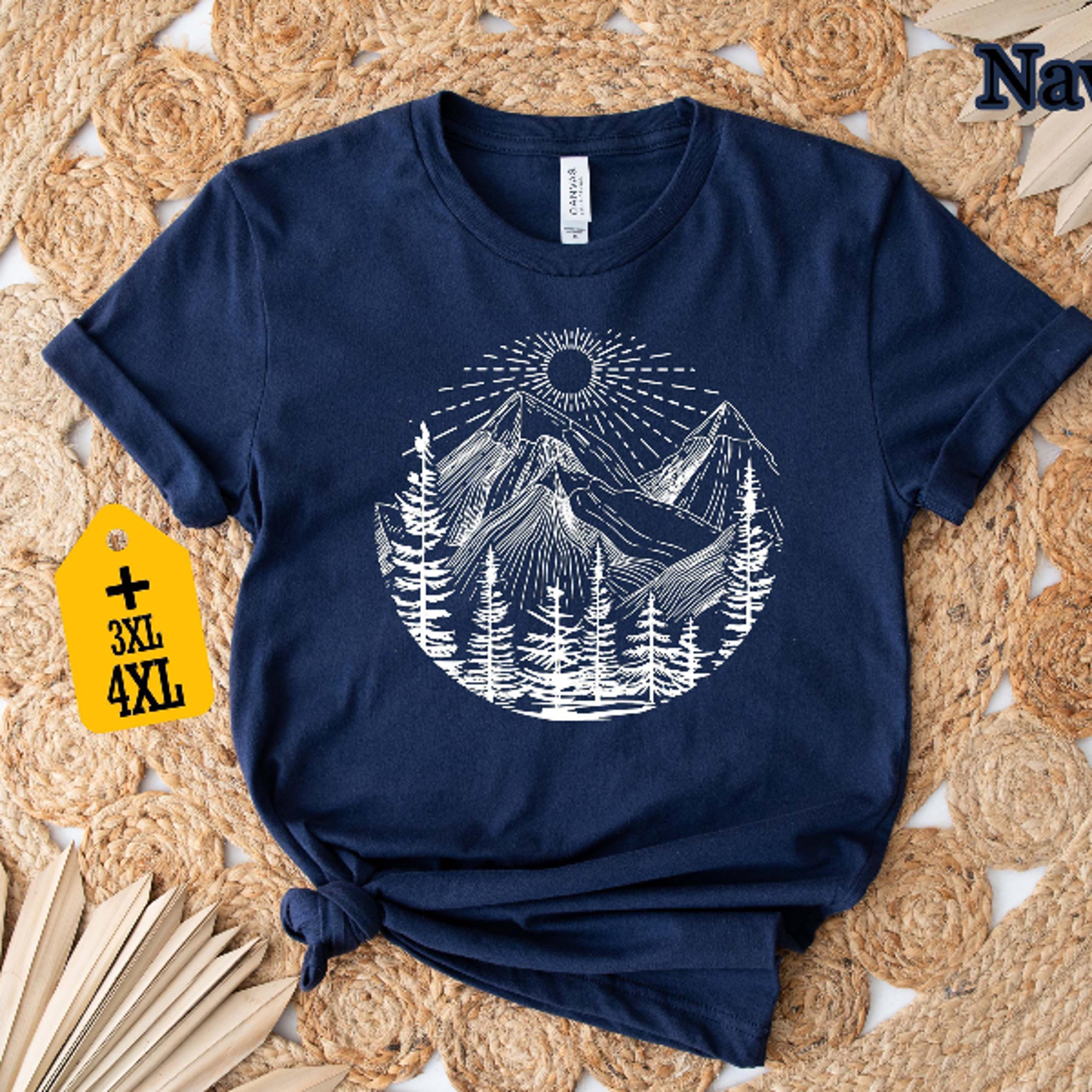 Retro Mountain Sunset Shirt  Aesthetic Hiking  Wanderlust Outdoor Nature Tee 2