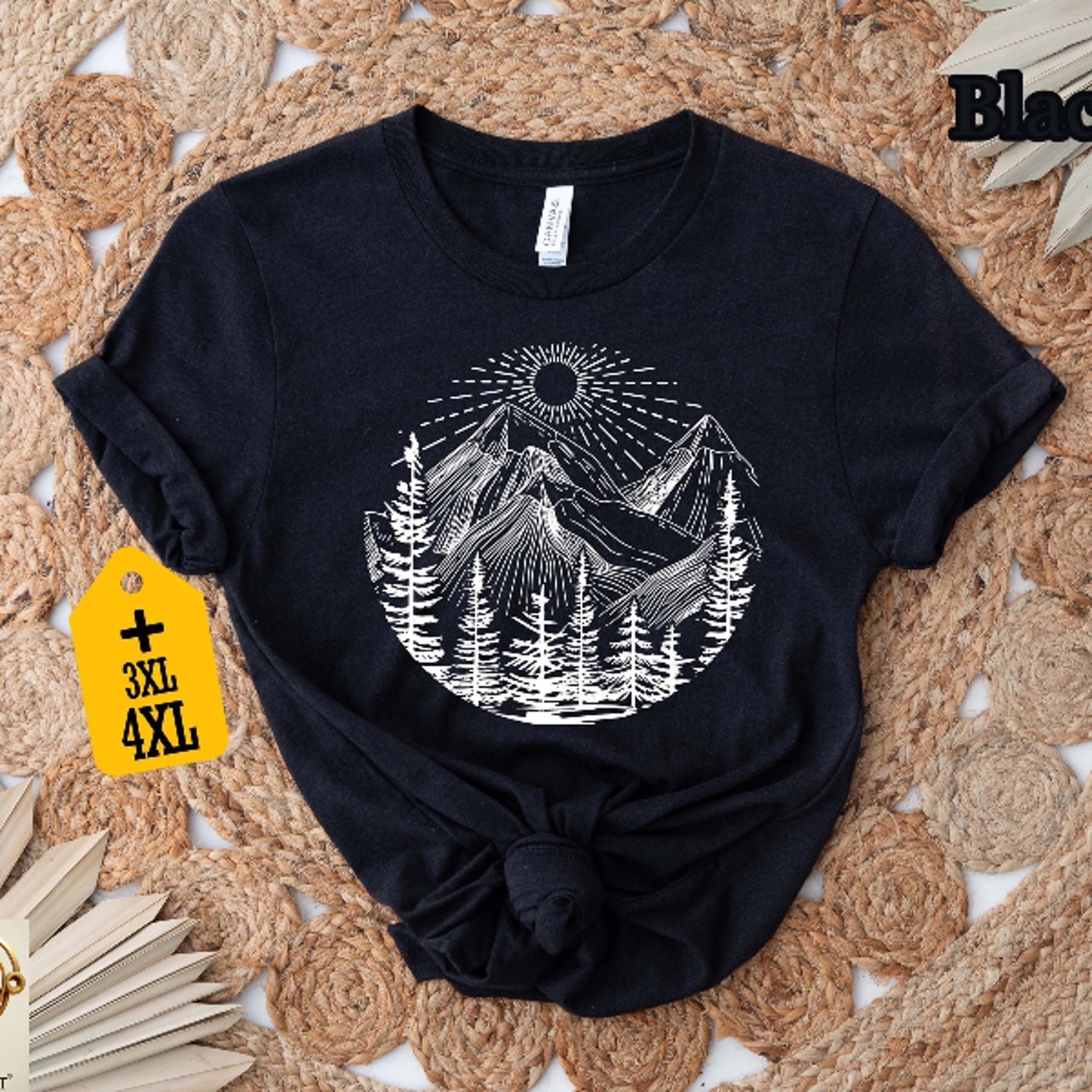 Retro Mountain Sunset Shirt  Aesthetic Hiking  Wanderlust Outdoor Nature Tee 4