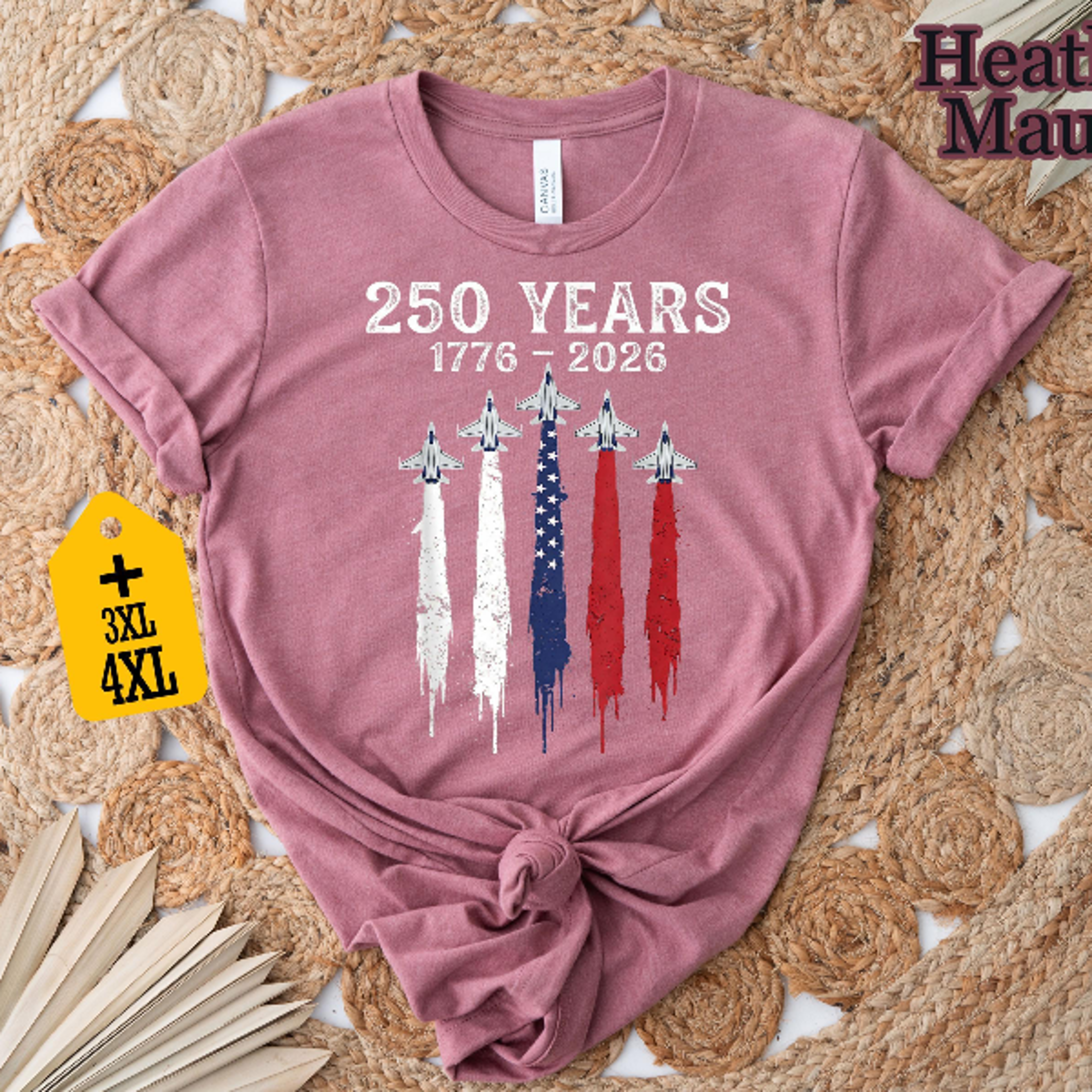 USA 250 Years Shirt  Patriotic Jet Fighter 17762026 America 250th Anniversary Graphic Tee 0