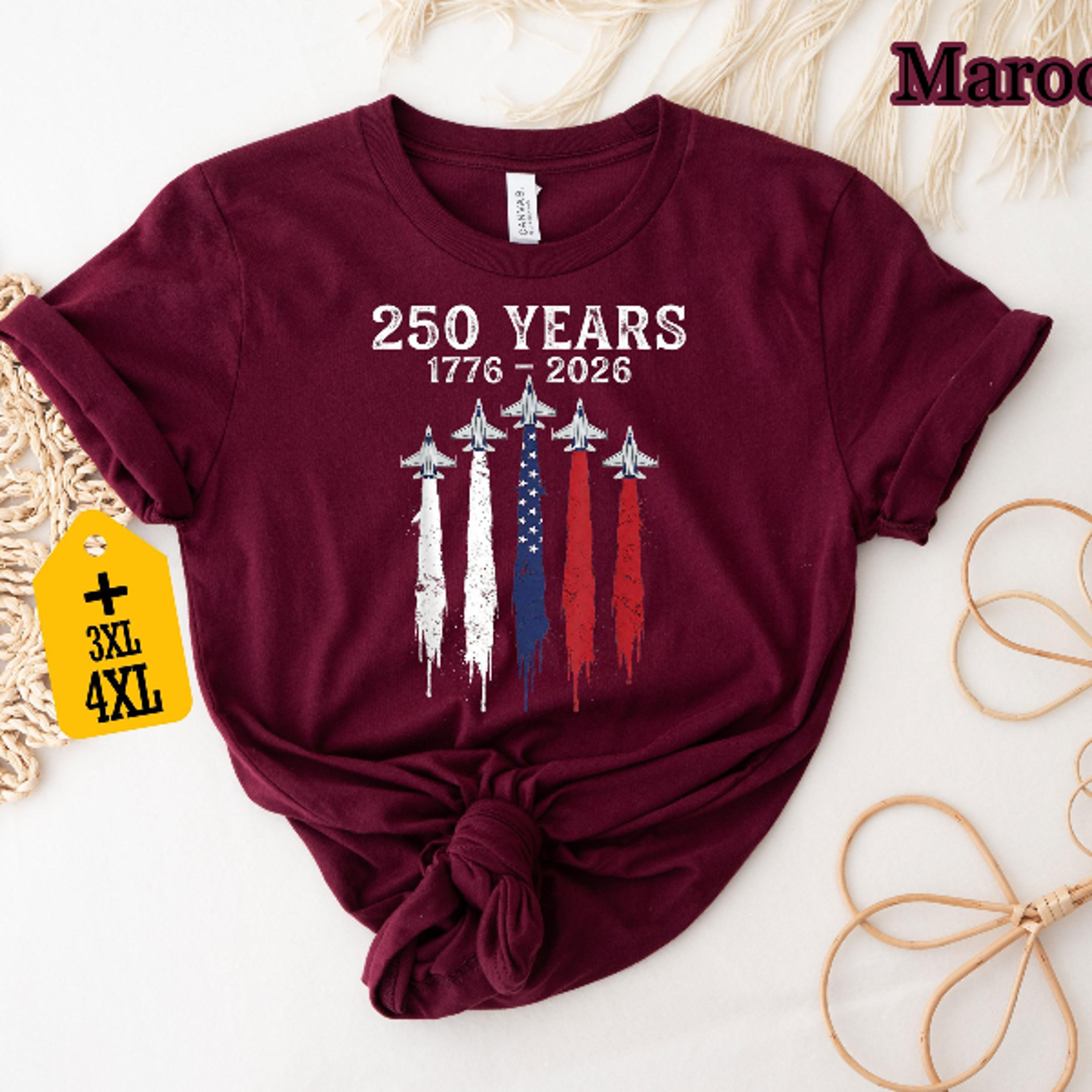 USA 250 Years Shirt  Patriotic Jet Fighter 17762026 America 250th Anniversary Graphic Tee 1