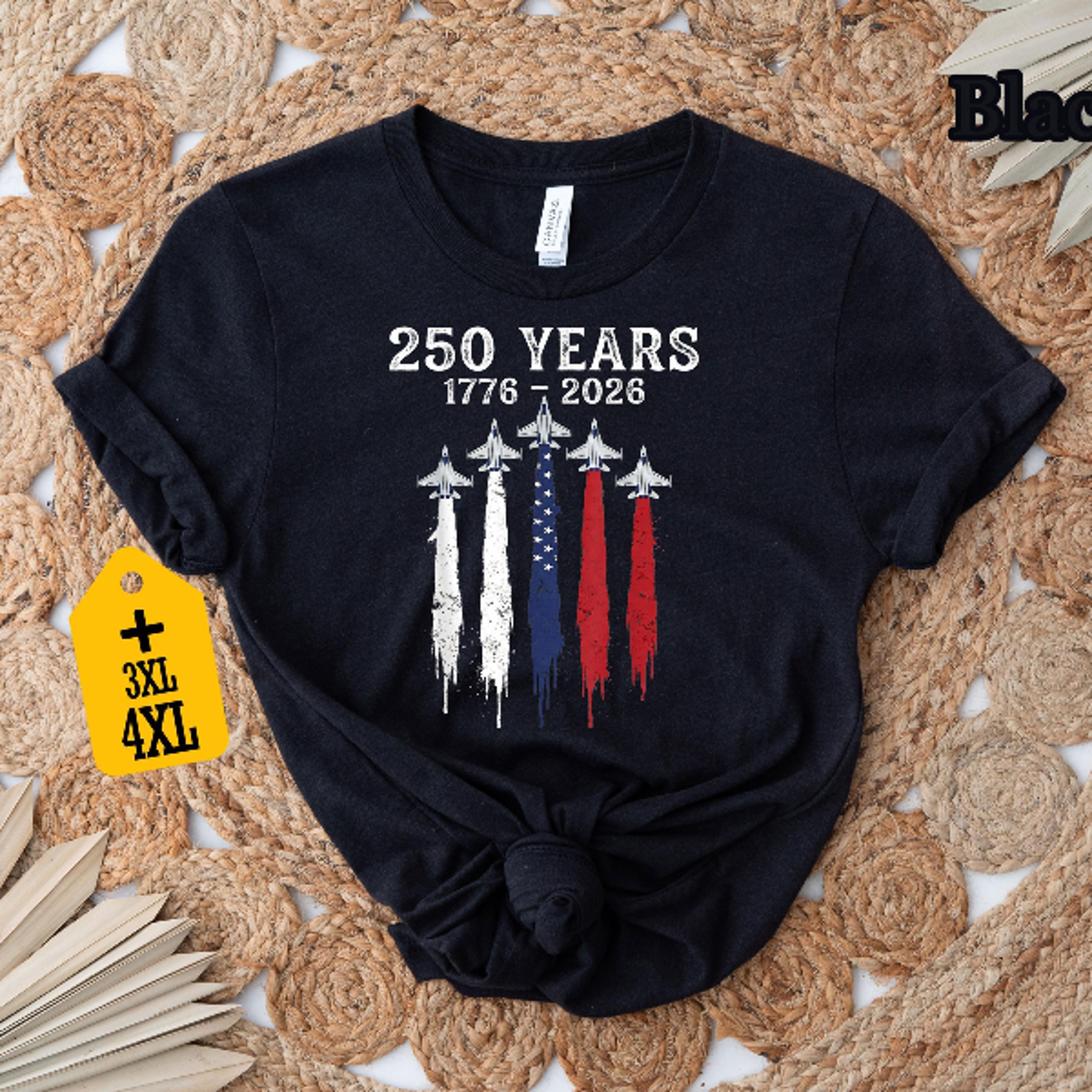 USA 250 Years Shirt  Patriotic Jet Fighter 17762026 America 250th Anniversary Graphic Tee 4