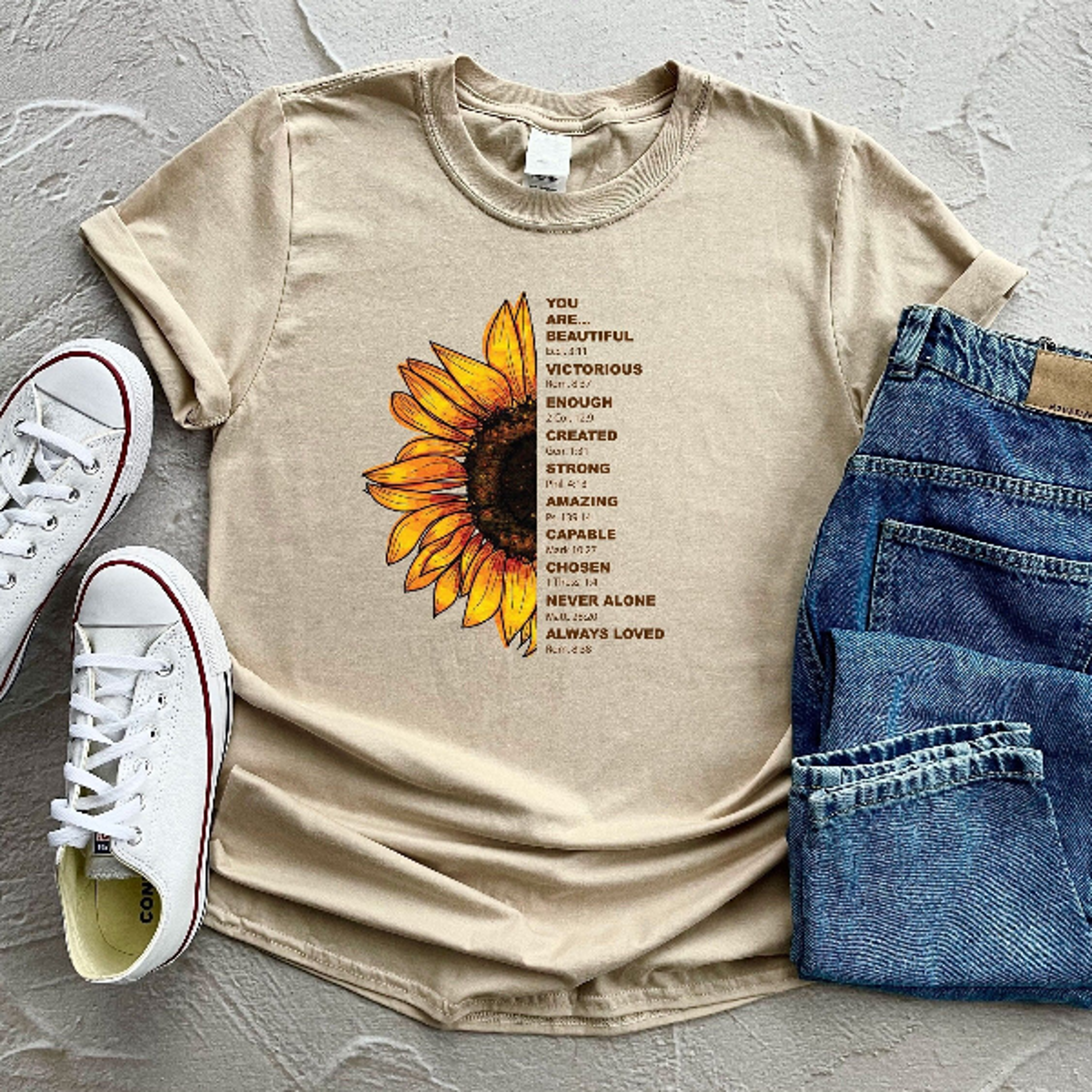 Sunflower Bible Verse Shirt  Christian Faith Floral Tee For Women Mothers Day Gift 0