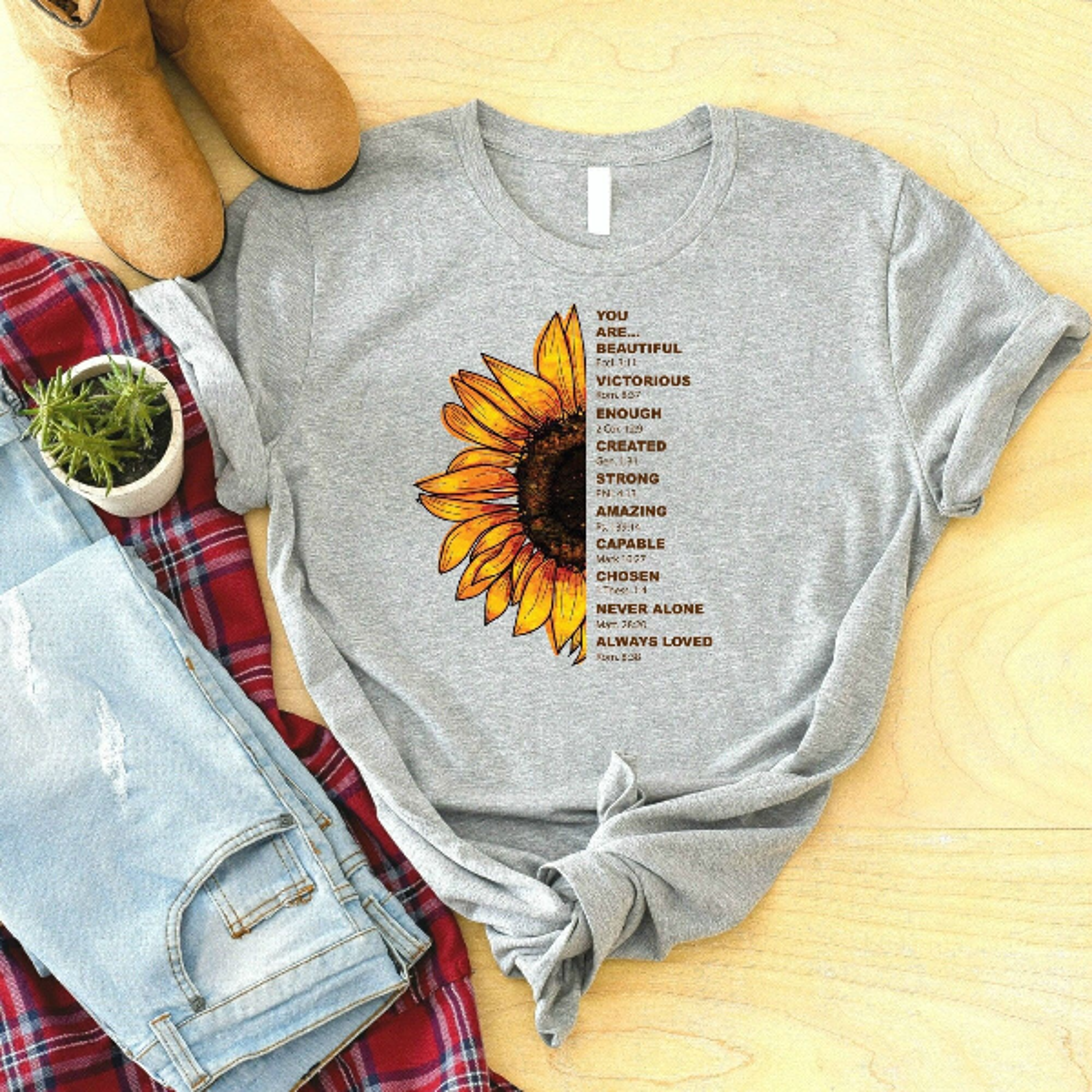 Sunflower Bible Verse Shirt  Christian Faith Floral Tee For Women Mothers Day Gift 2