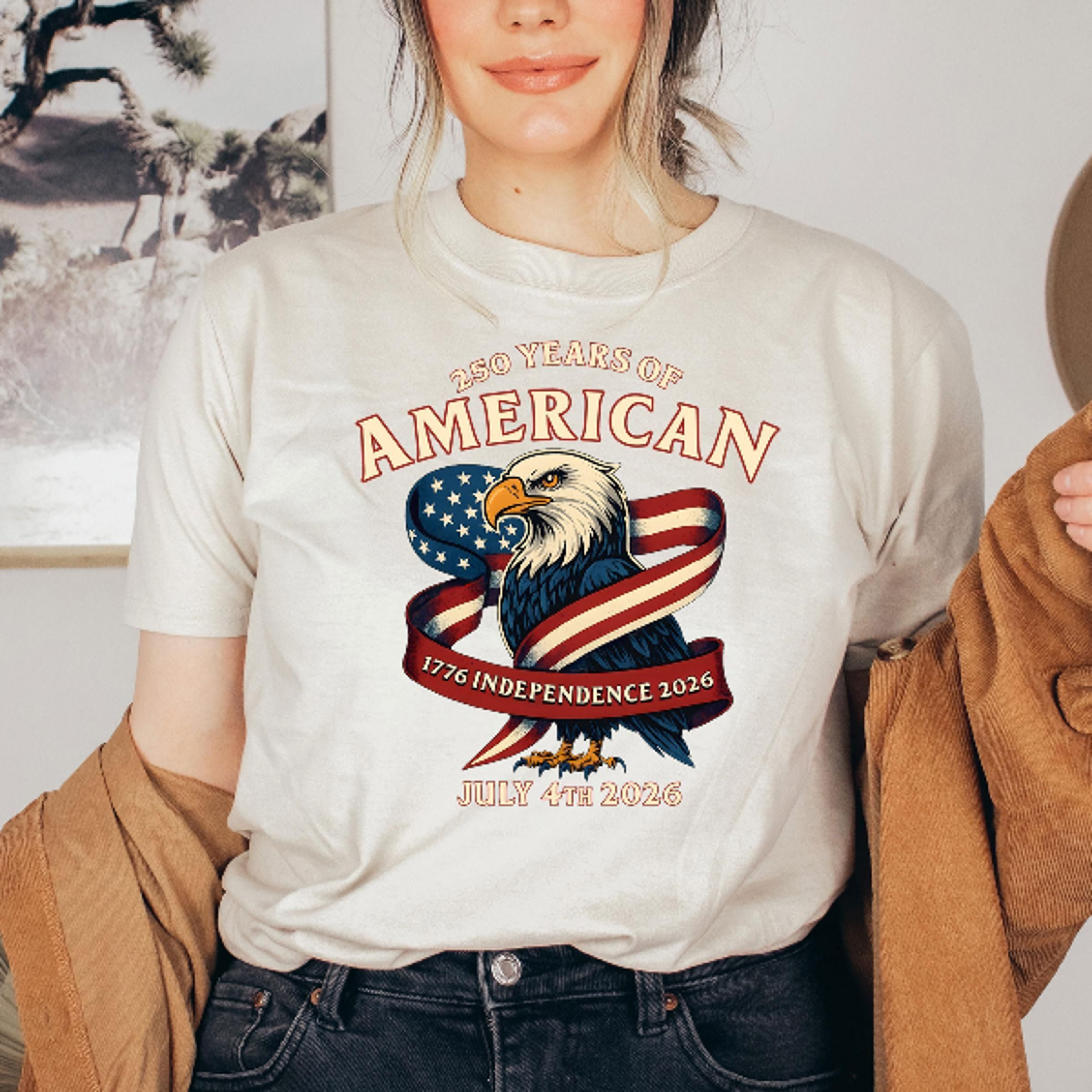 Vintage 250 Years Of American Independence Shirt 17762026 Patriotic Eagle Shirt USA 250th Anniversa 