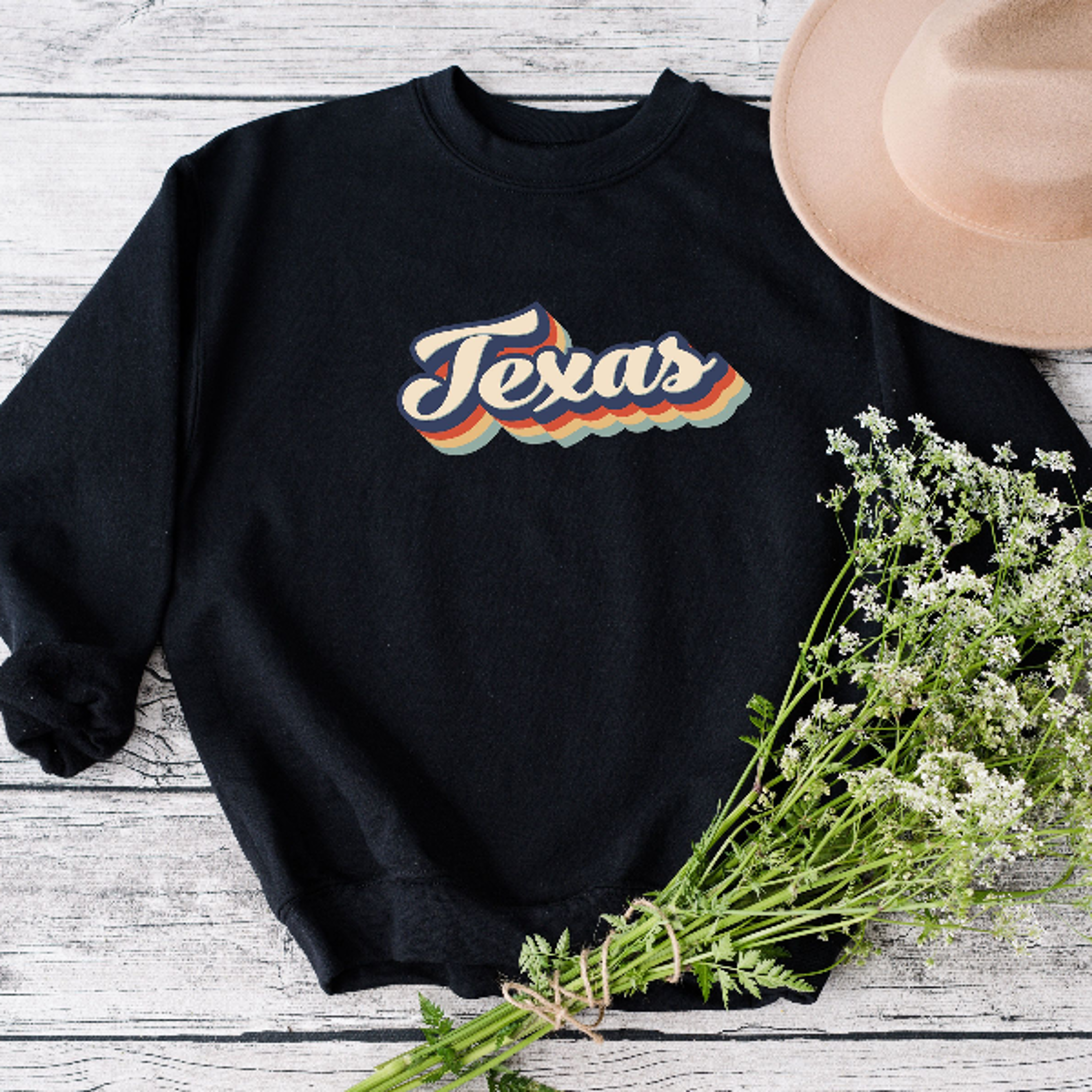 Retro Texas Sweatshirt  Vintage Texas State Crewneck Pullover Unisex Texas Gift Sweater 1