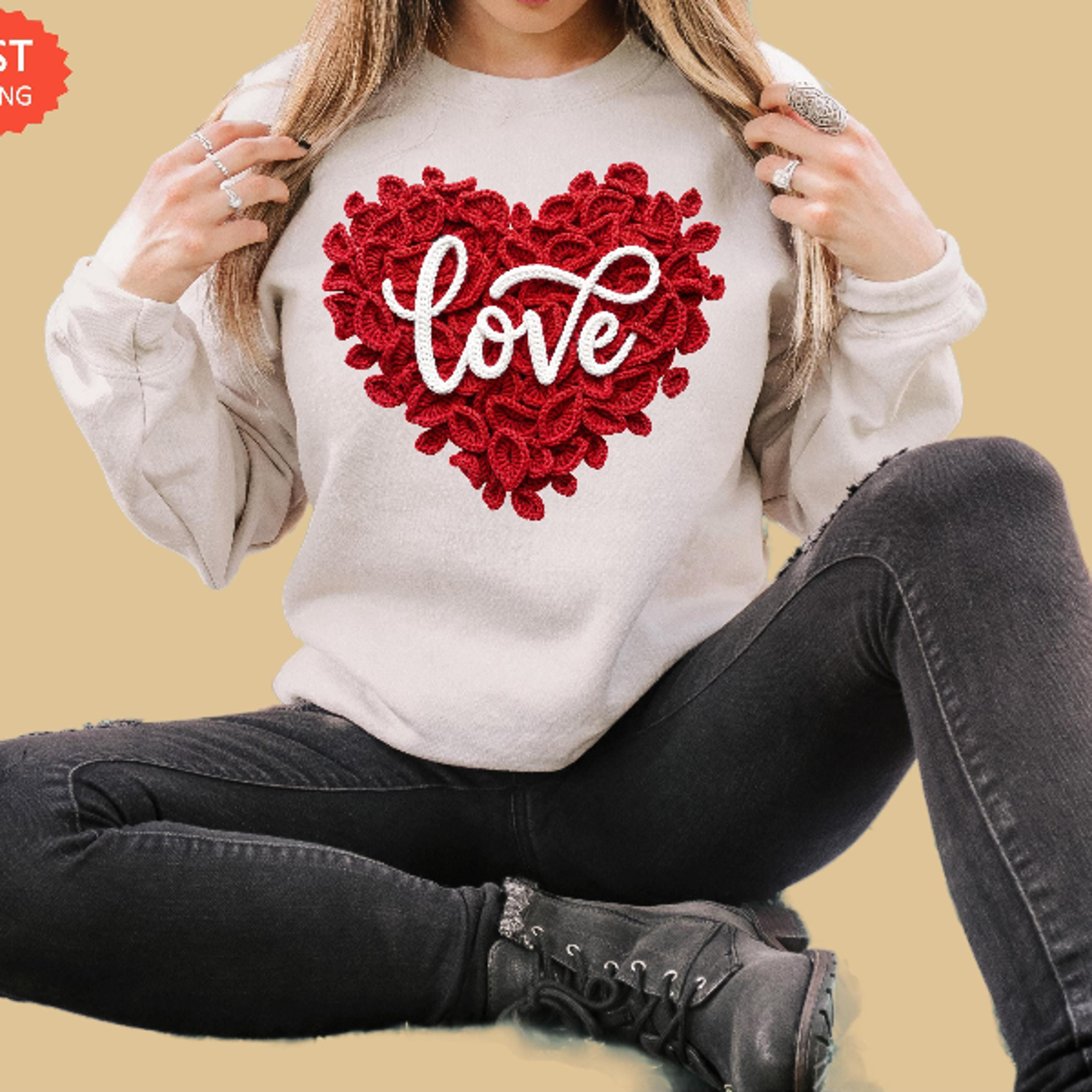 Love Heart Sweatshirt  Cozy Valentines Day Womens Pullover Cute Romantic Graphic Crewneck 3