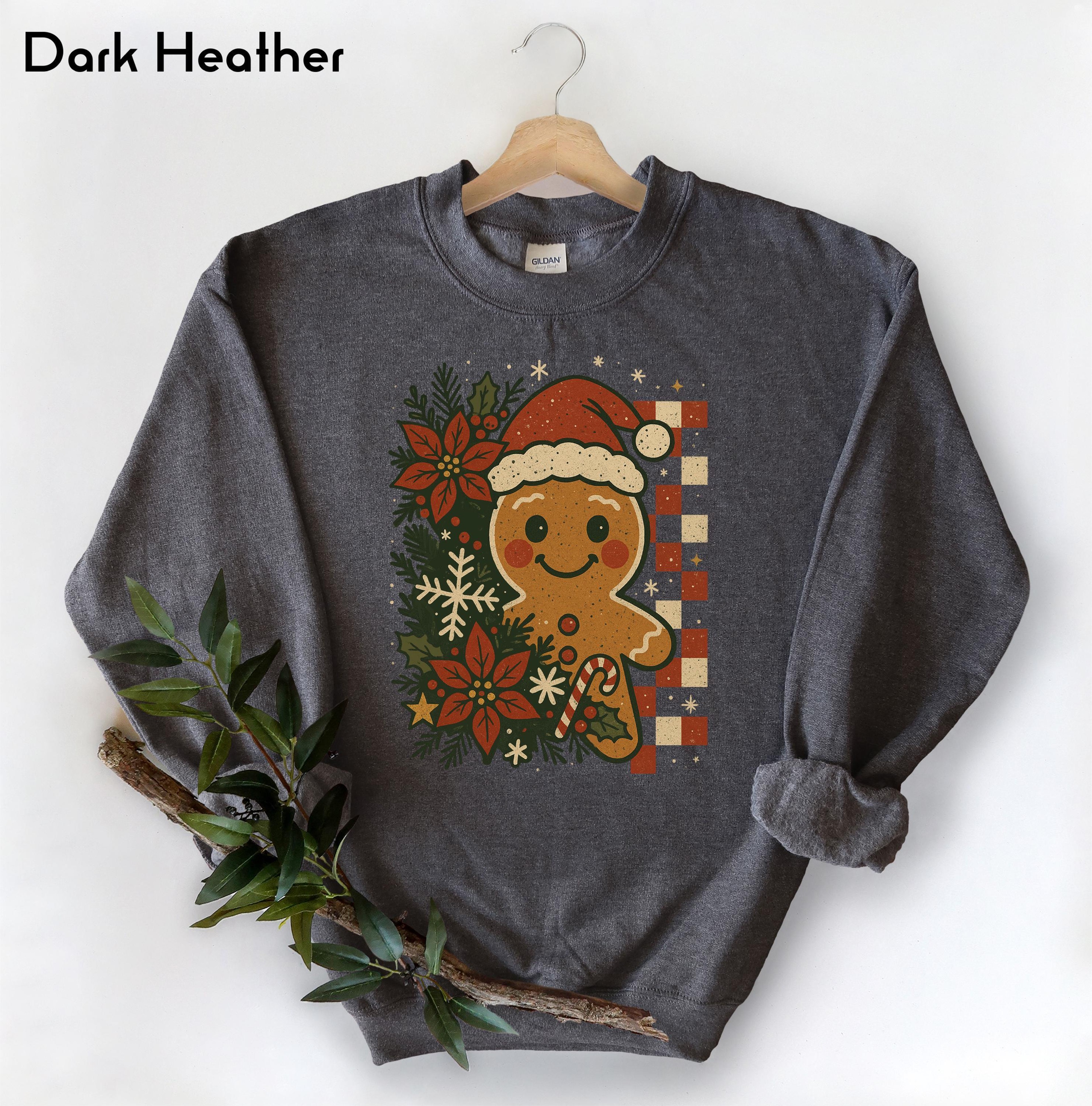Retro Gingerbread Christmas Sweatshirt Cute Holiday Crewneck Cozy Winter Gingerbread Man Pullover 2
