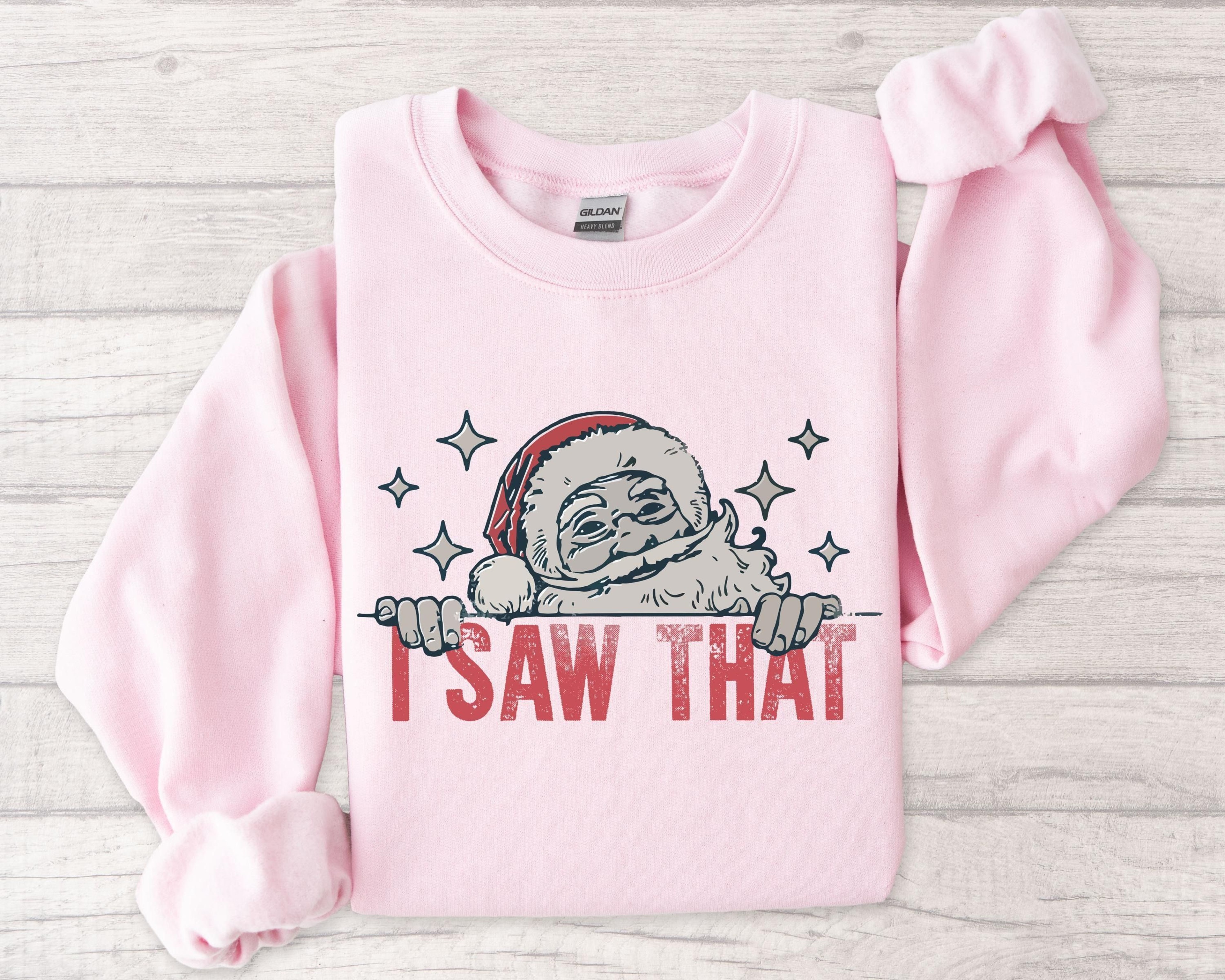 Funny Christmas Sweatshirt I Saw That Santa Claus Crewneck Holiday Sweatshirt For Women Retro Chris 6