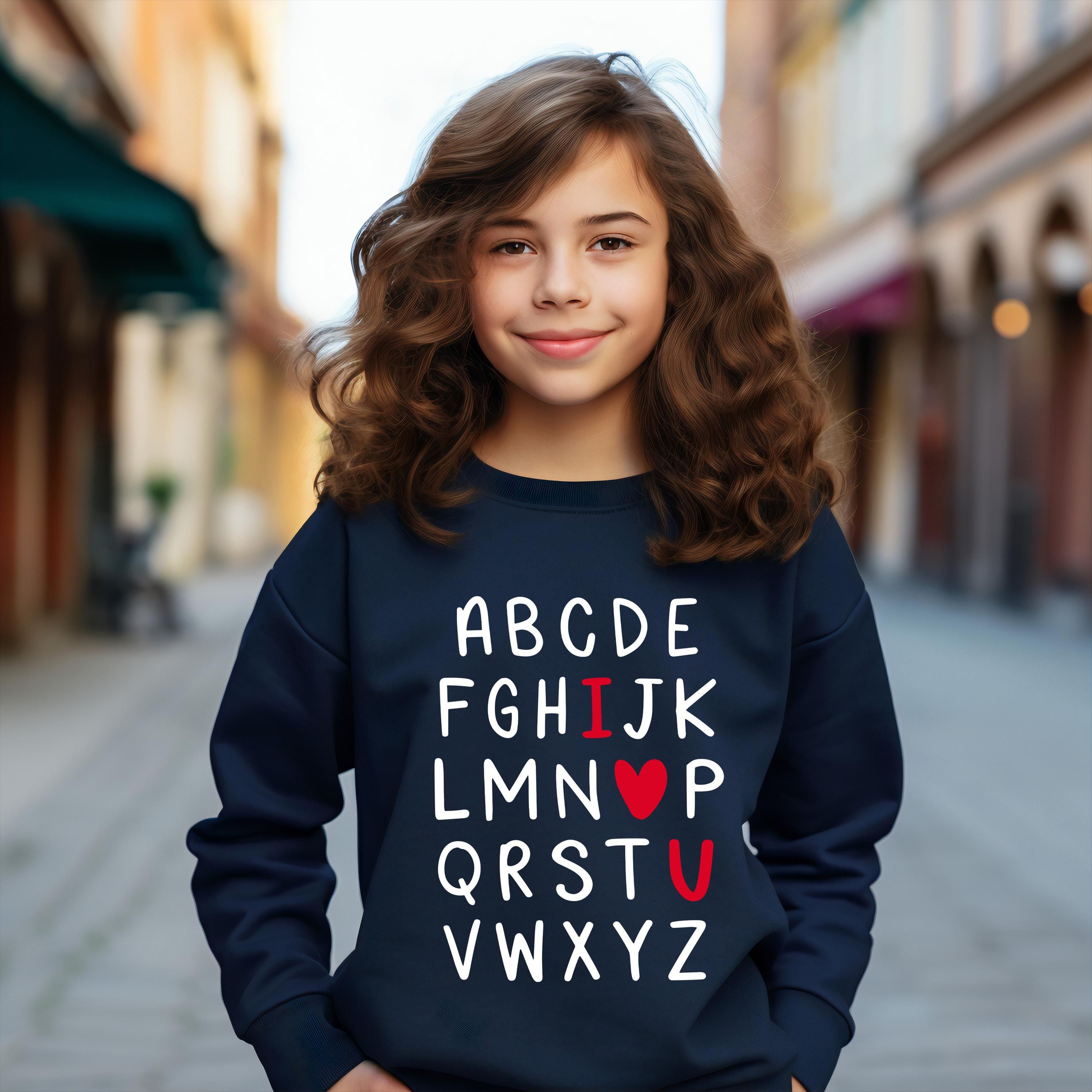 Funny I Heart You Valentines Sweatshirt  Trendy Kids Crewneck Cute Heart Pullover 3