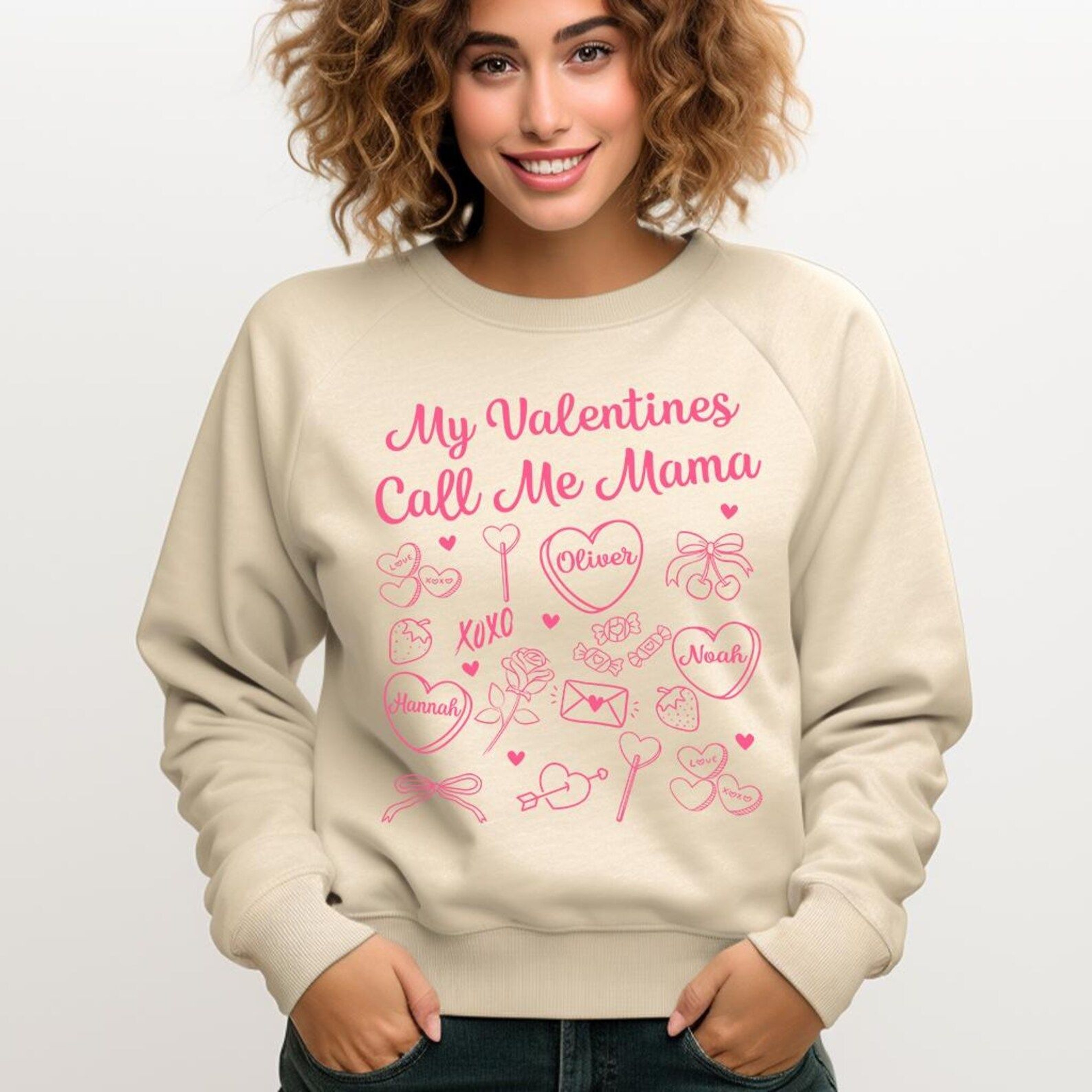 Valentines Mom Sweatshirt  My Valentines Call Me Mama Tee Cozy Mother Love Pullover 1