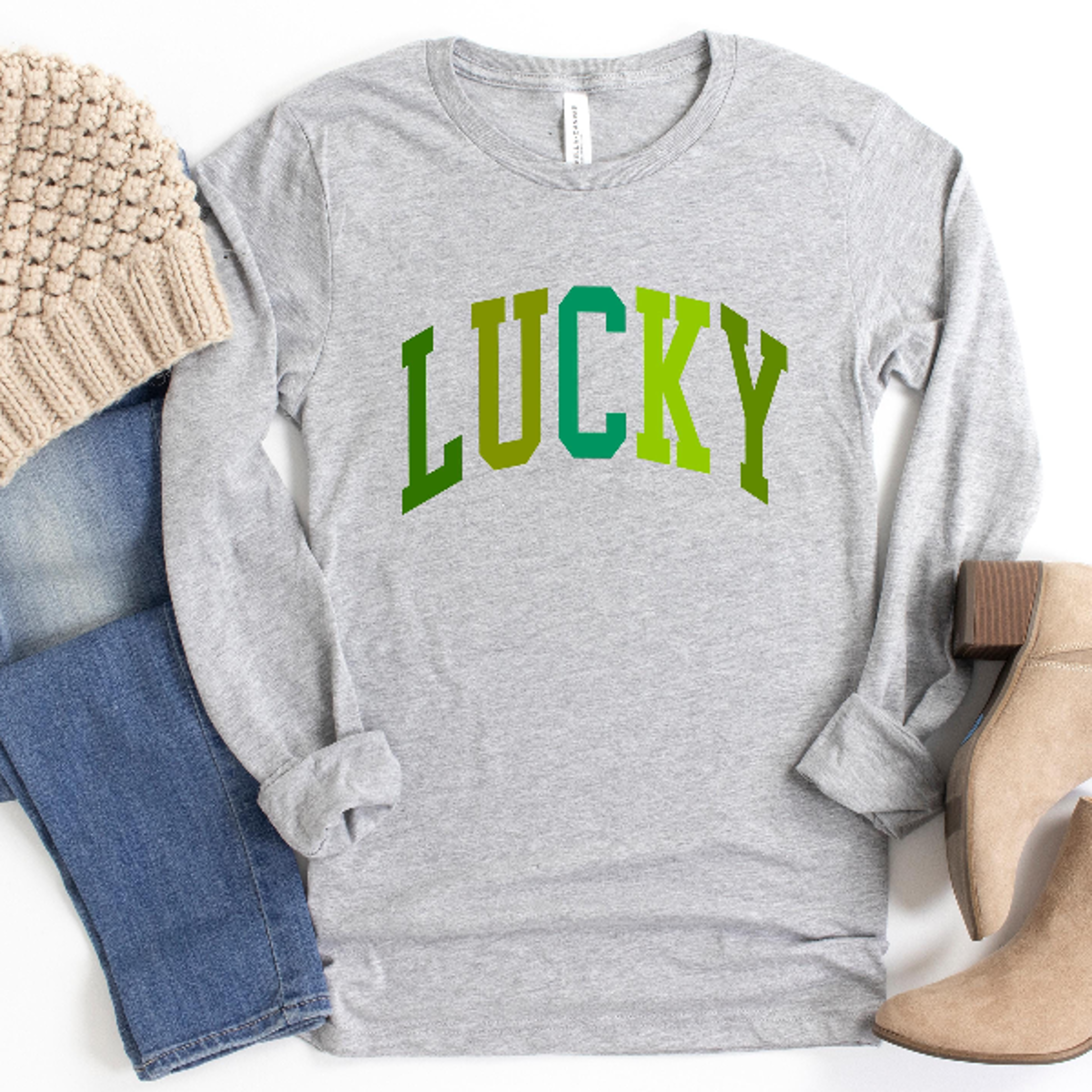 Lucky Shamrock Sweatshirt  Funny St Patricks Day Irish Clover Crewneck Womens Casual Holiday Pullov 