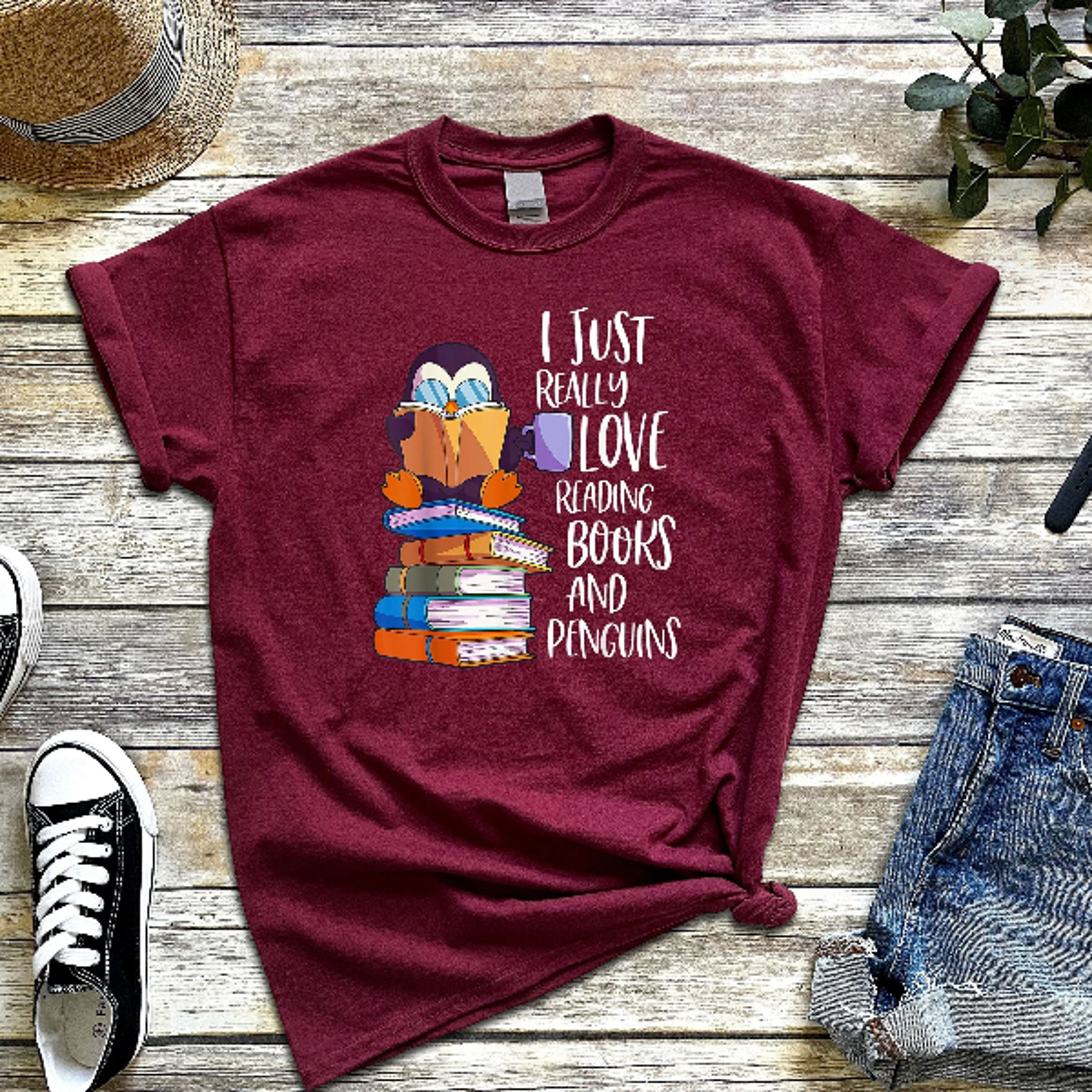 I Just Really Love Reading Books And Penguins Shirt Book Lover Shirt Gift For Librarian Book Reader