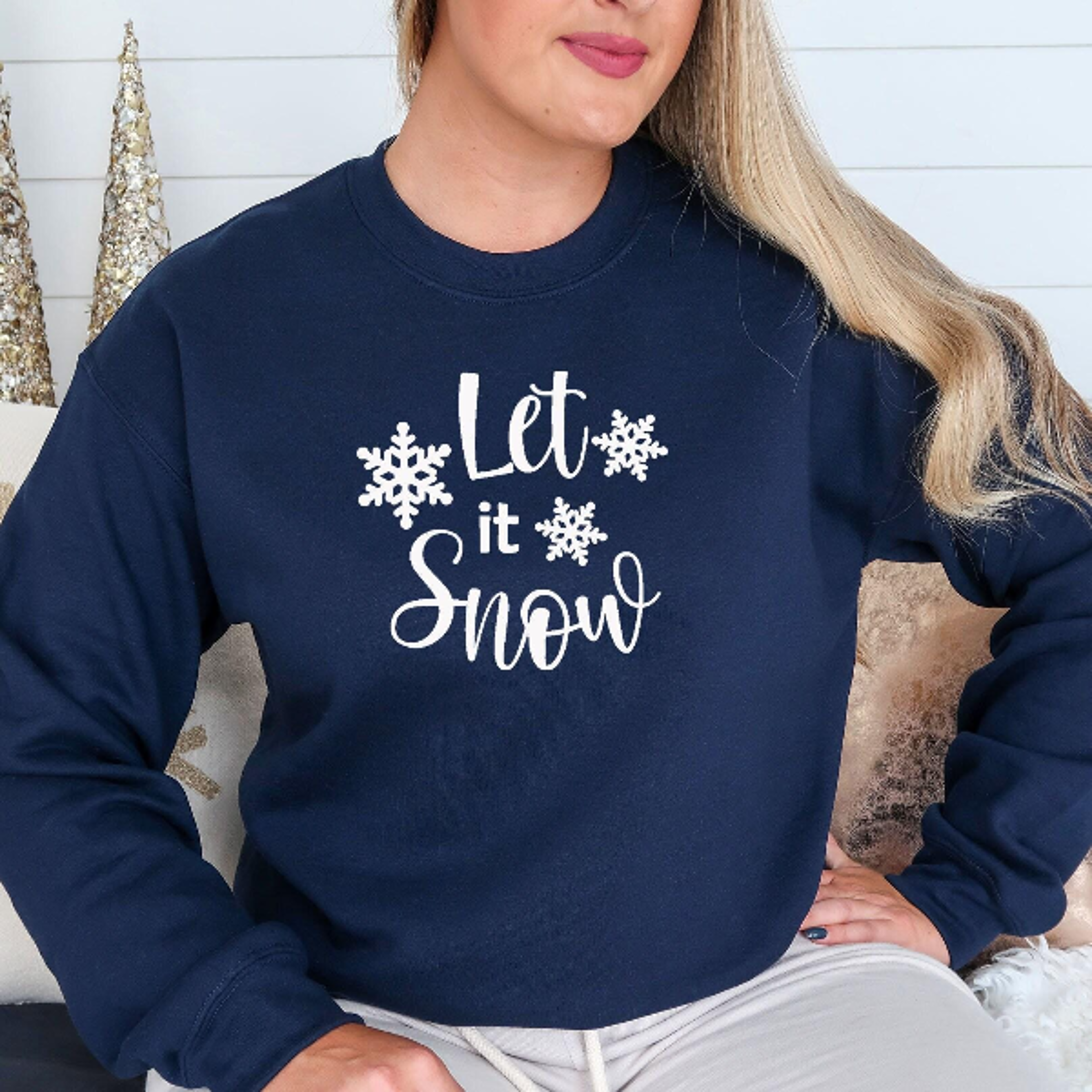 Let It Snow Christmas Sweatshirt  Holiday Gift Winter Crewneck Cozy Festive Snow Graphic Pullover 3