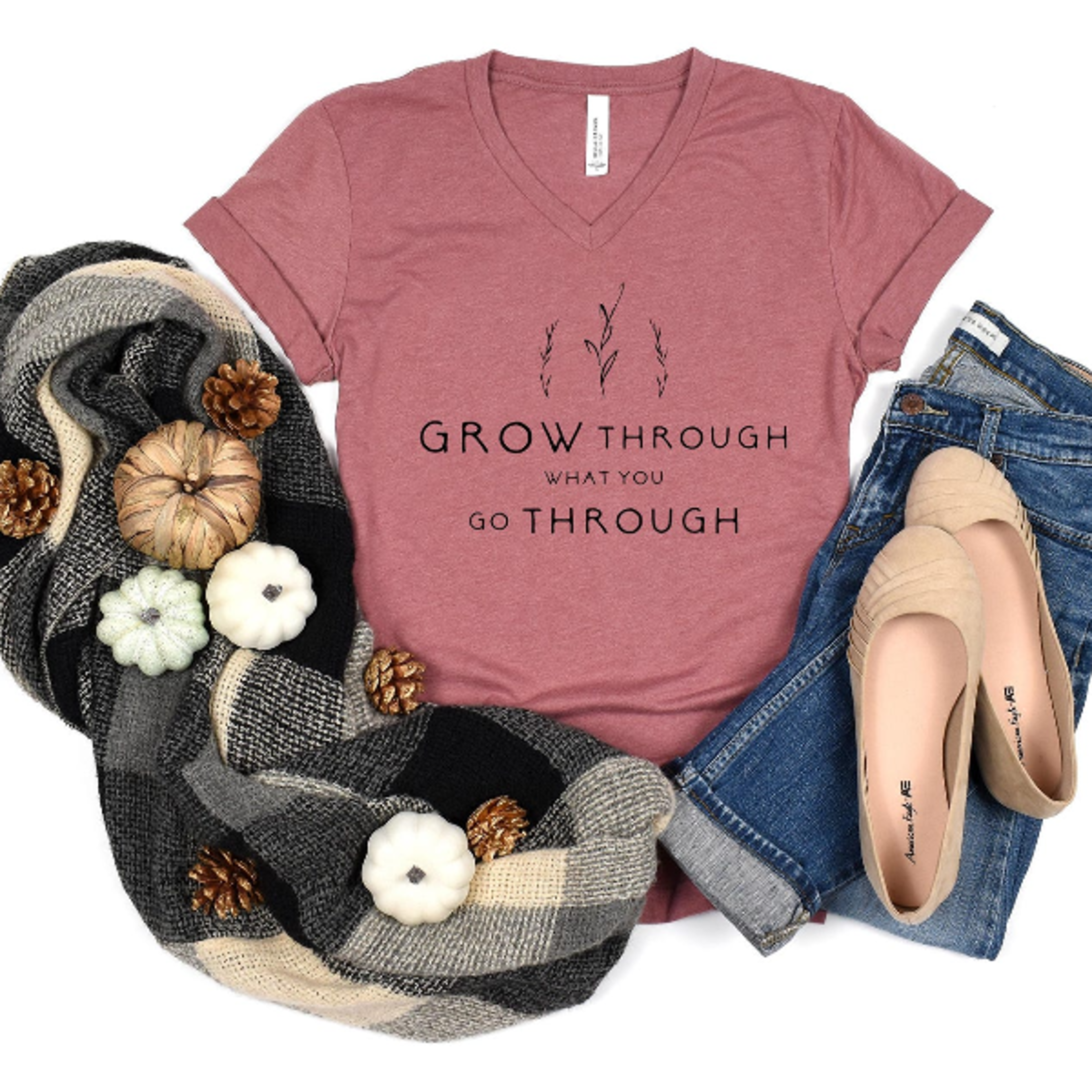 Grow Through What You Go Through Plant Lady Shirt Motivational Botanical Graphic Tee