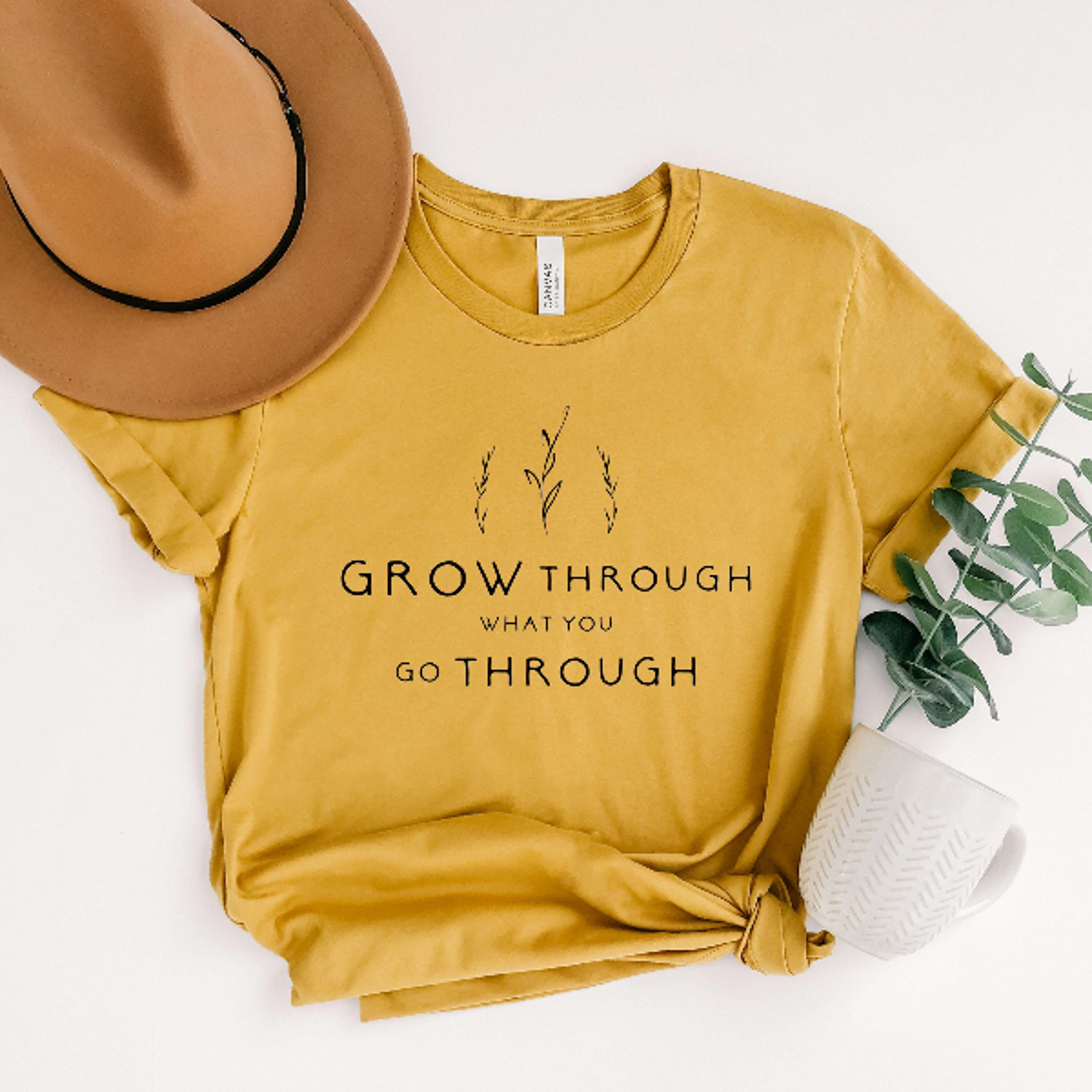 Grow Through What You Go Through Plant Lady Shirt Motivational Botanical Graphic Tee
