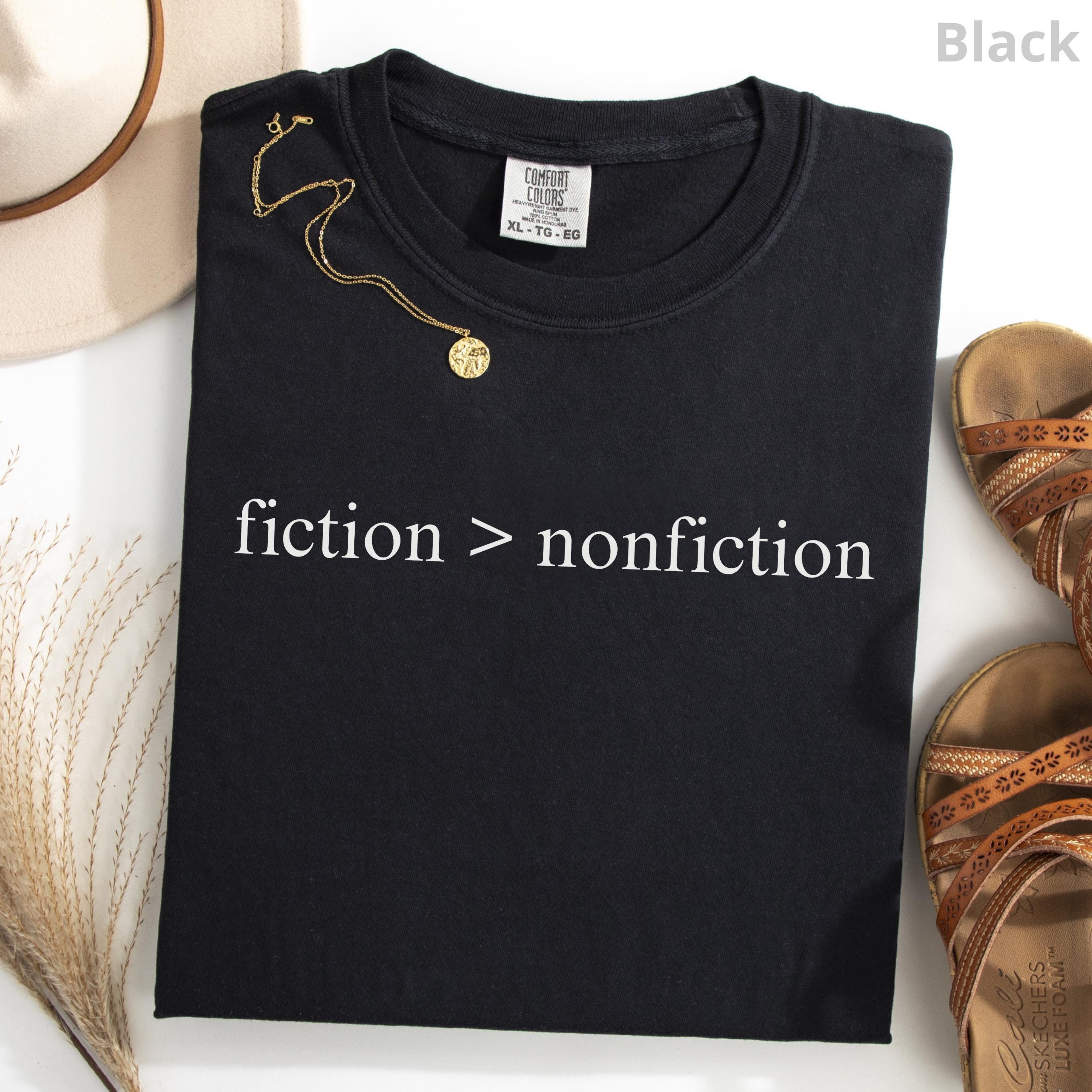 Fiction Lover TShirt 100 Cotton Unisex Book Club Bookworm Librarian Tee