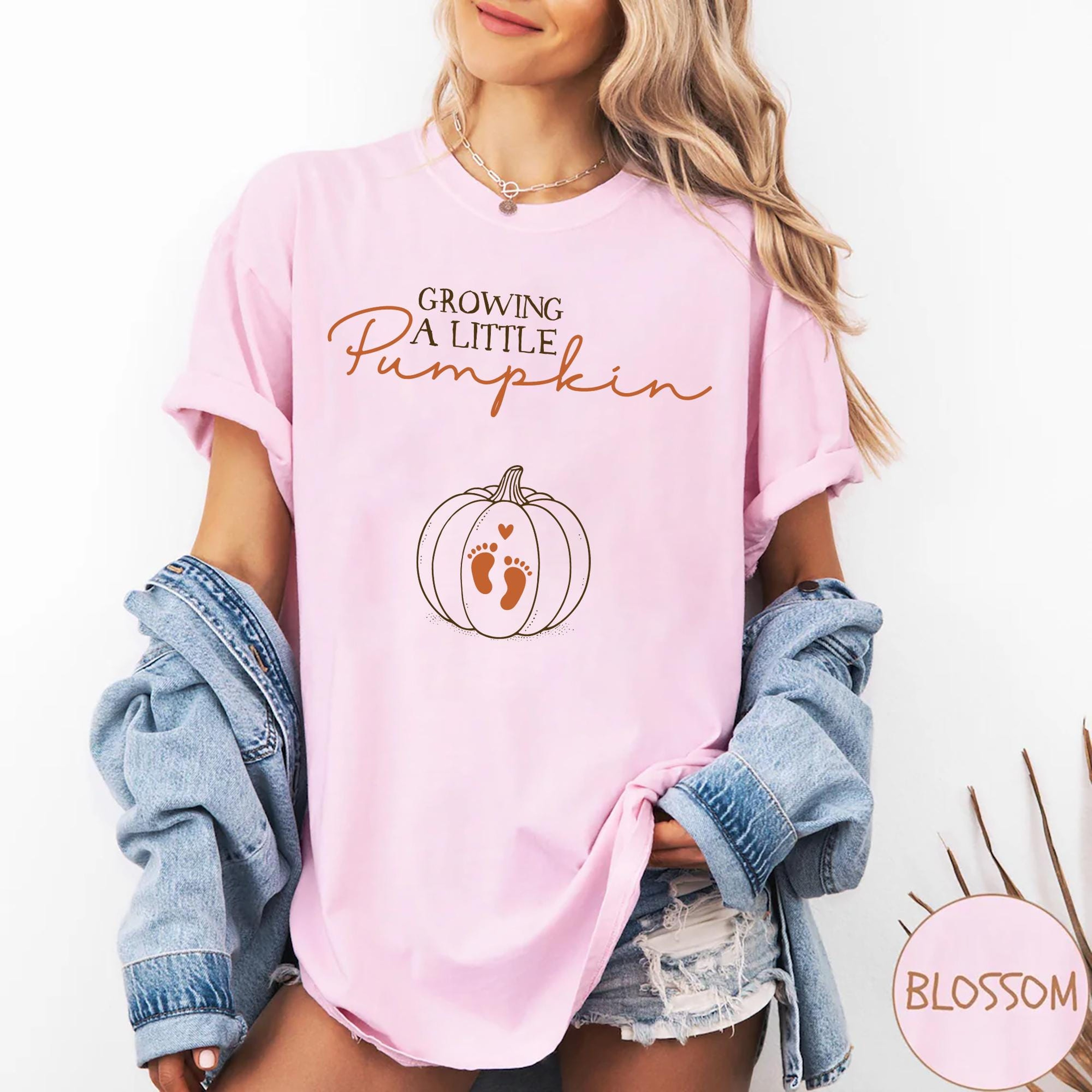Growing A Little Pumpkin Pregnancy Shirt Fall Thanksgiving Maternity Announcement Tee 0