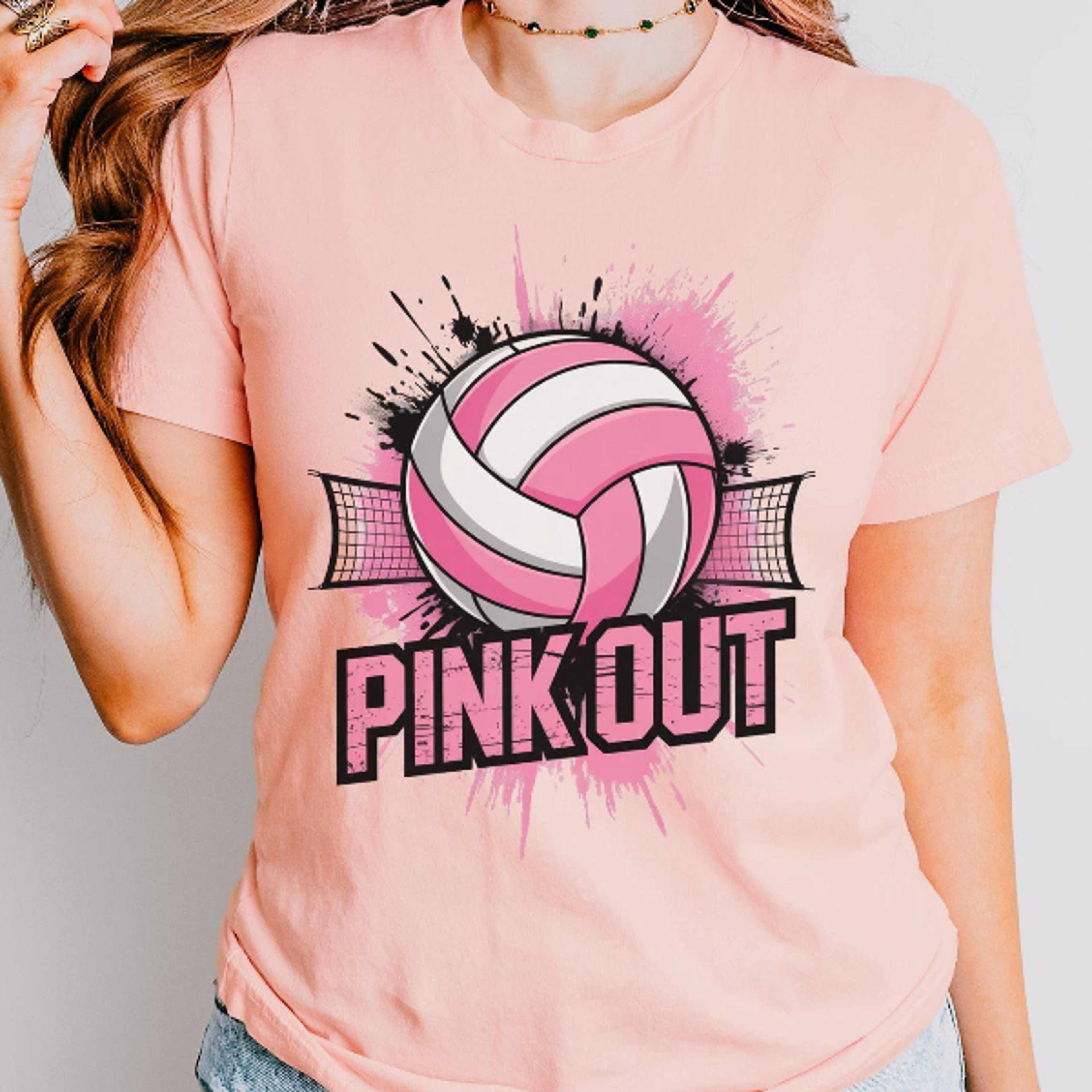 Pink Out Volleyball Shirt Breast Cancer Awareness Tee Pink Ribbon Volleyball Shirt Game Day Sports  