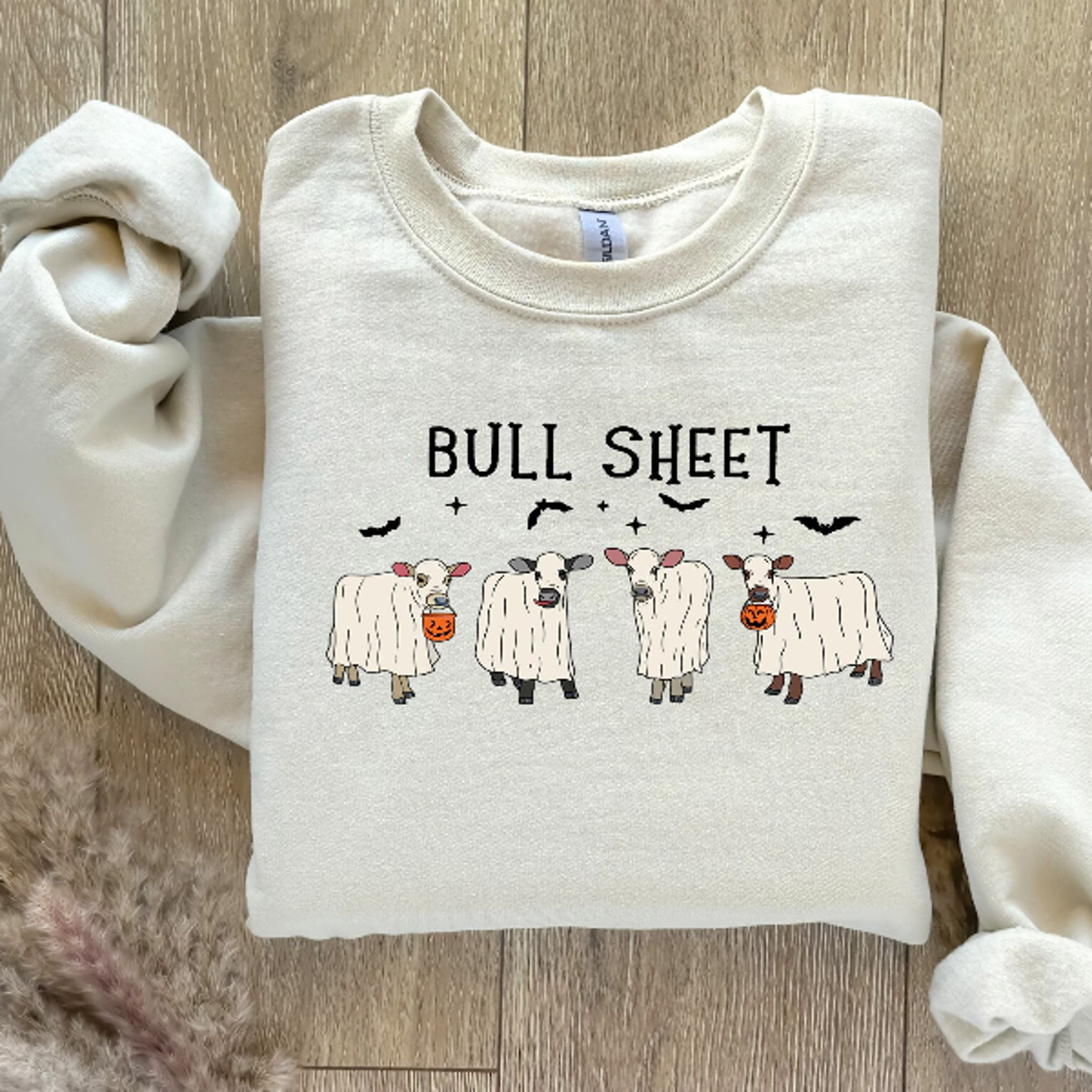 Ghost Cows Halloween Sweatshirt Funny Cow Lover Crewneck 1