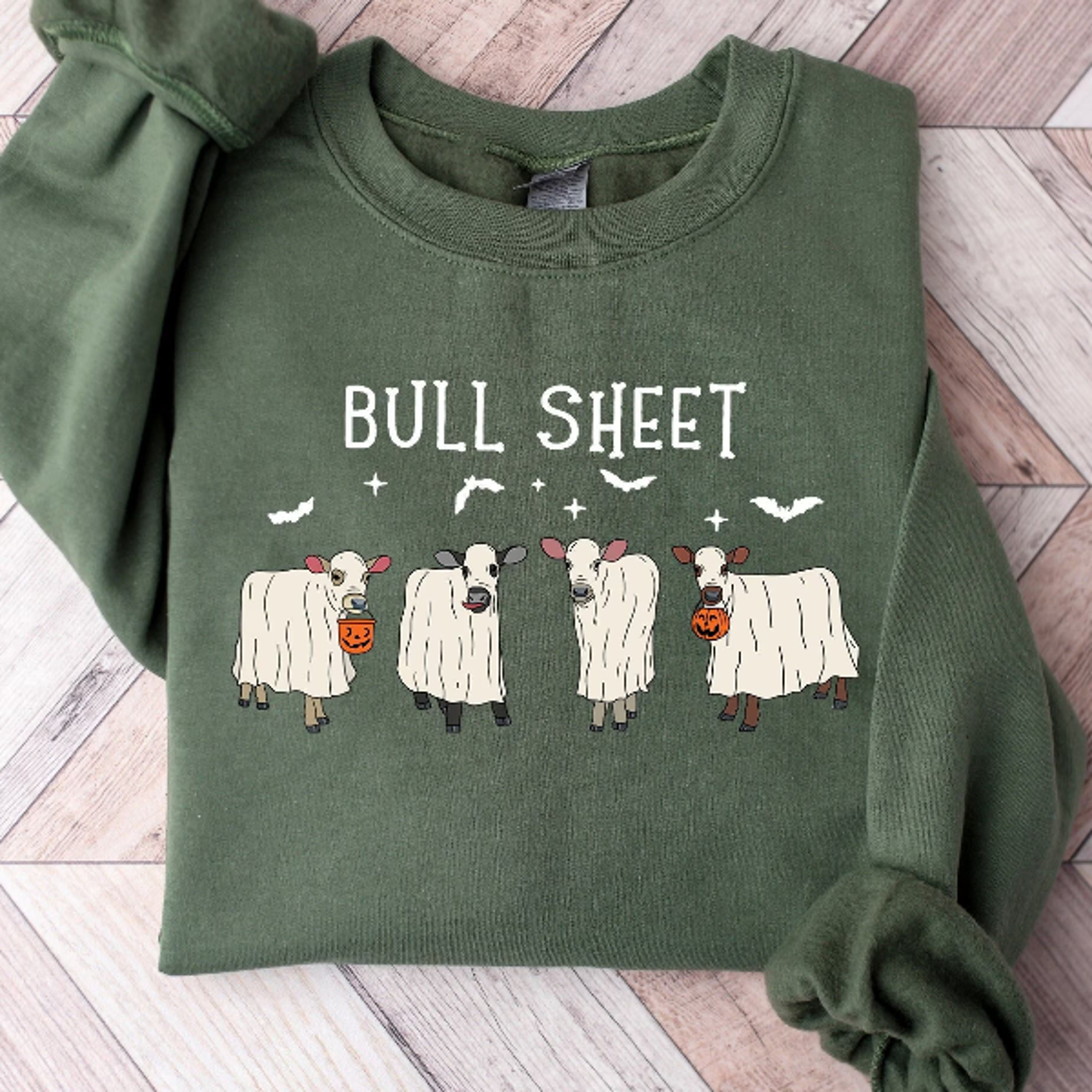 Ghost Cows Halloween Sweatshirt Funny Cow Lover Crewneck 3