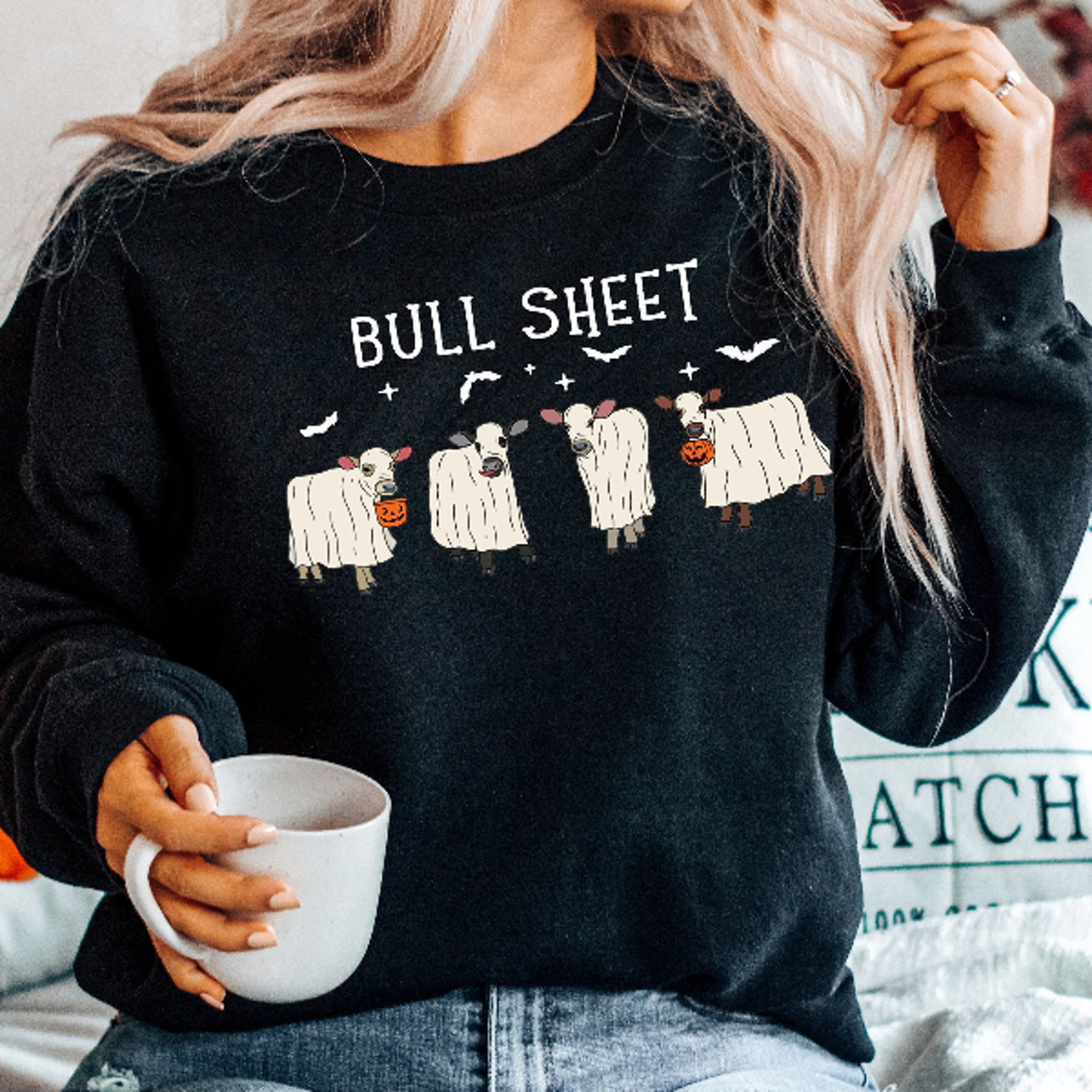 Ghost Cows Halloween Sweatshirt Funny Cow Lover Crewneck 4