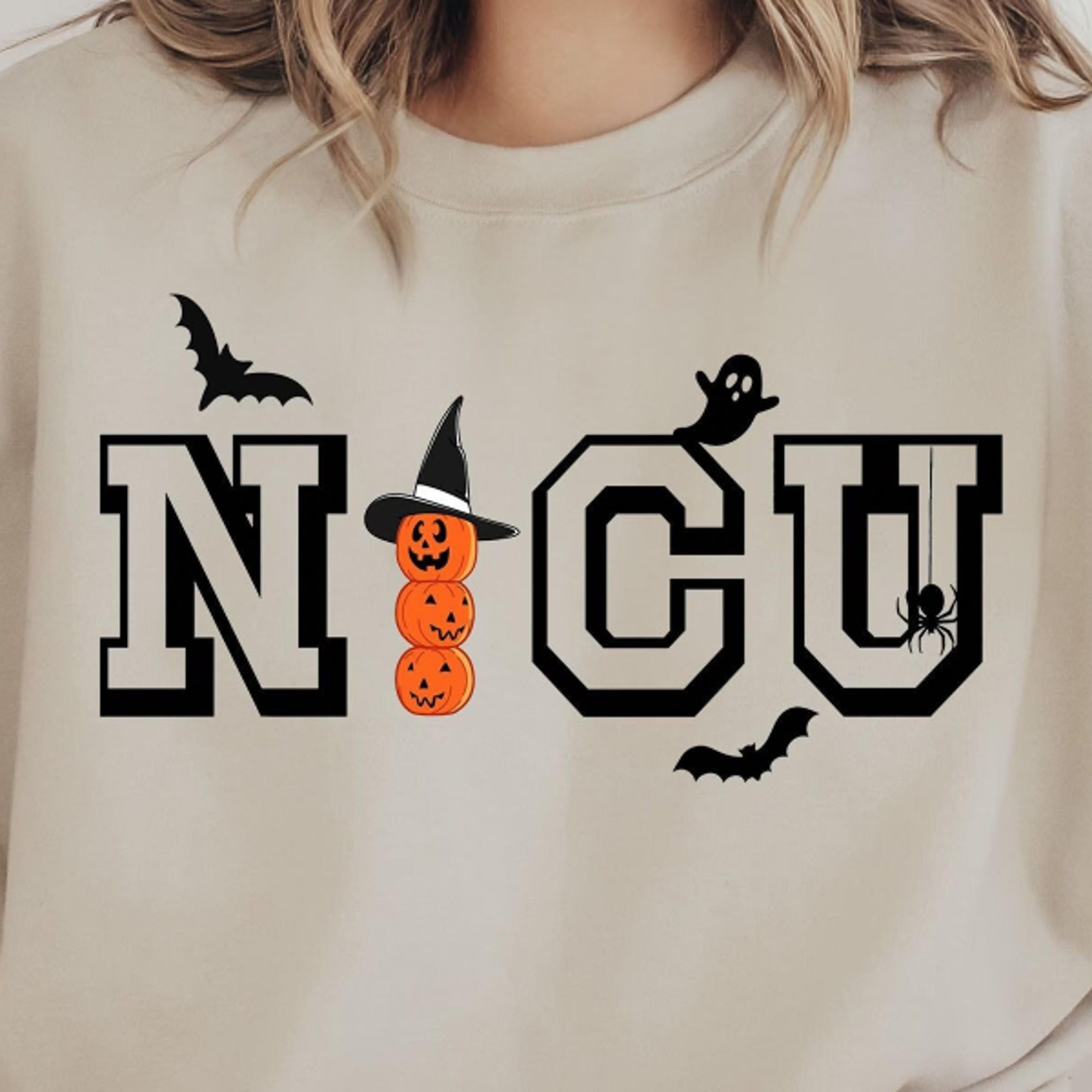 NICU Nurse Halloween Sweatshirt One Spooky NICU Nurse Crewneck 1