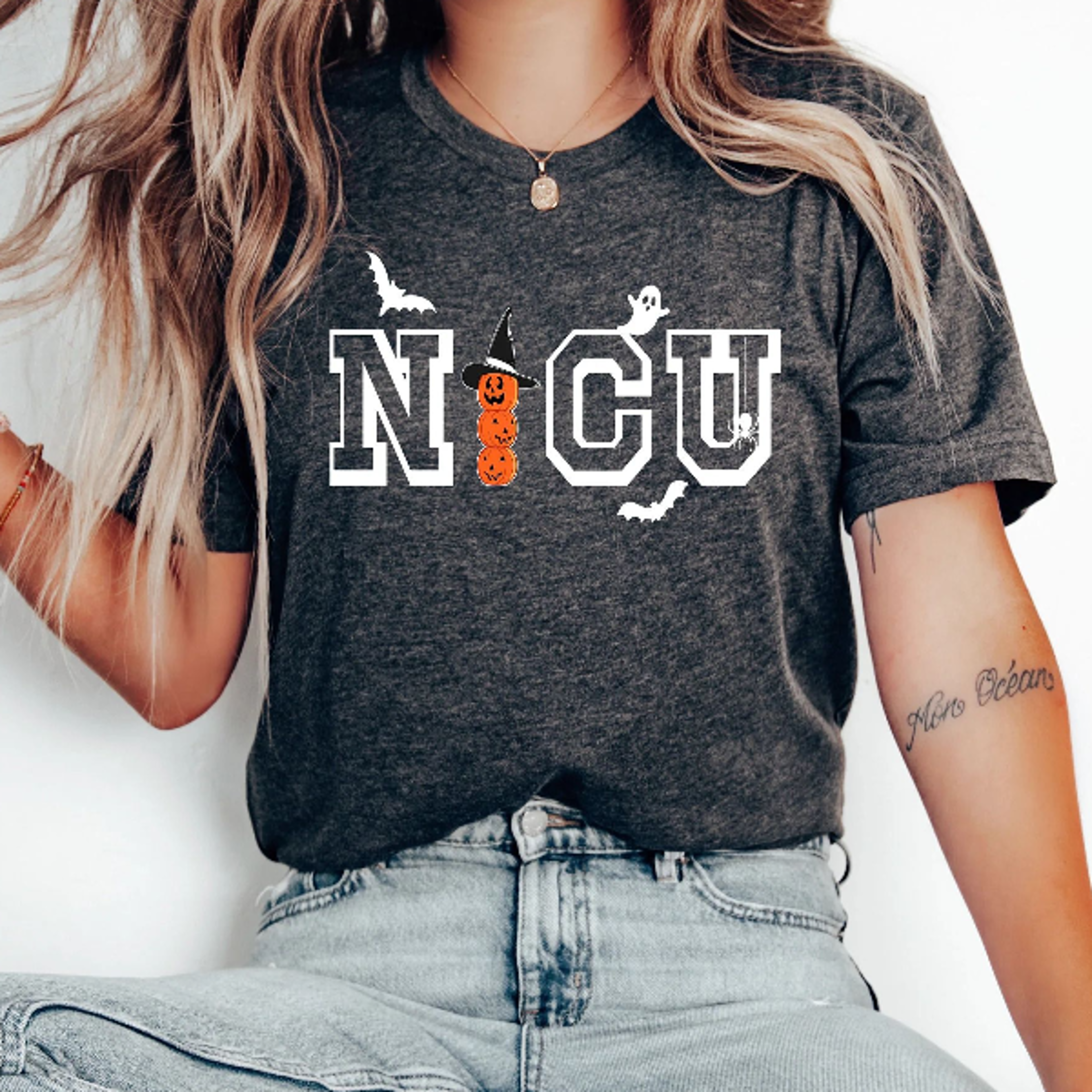 NICU Nurse Halloween Sweatshirt One Spooky NICU Nurse Crewneck 3