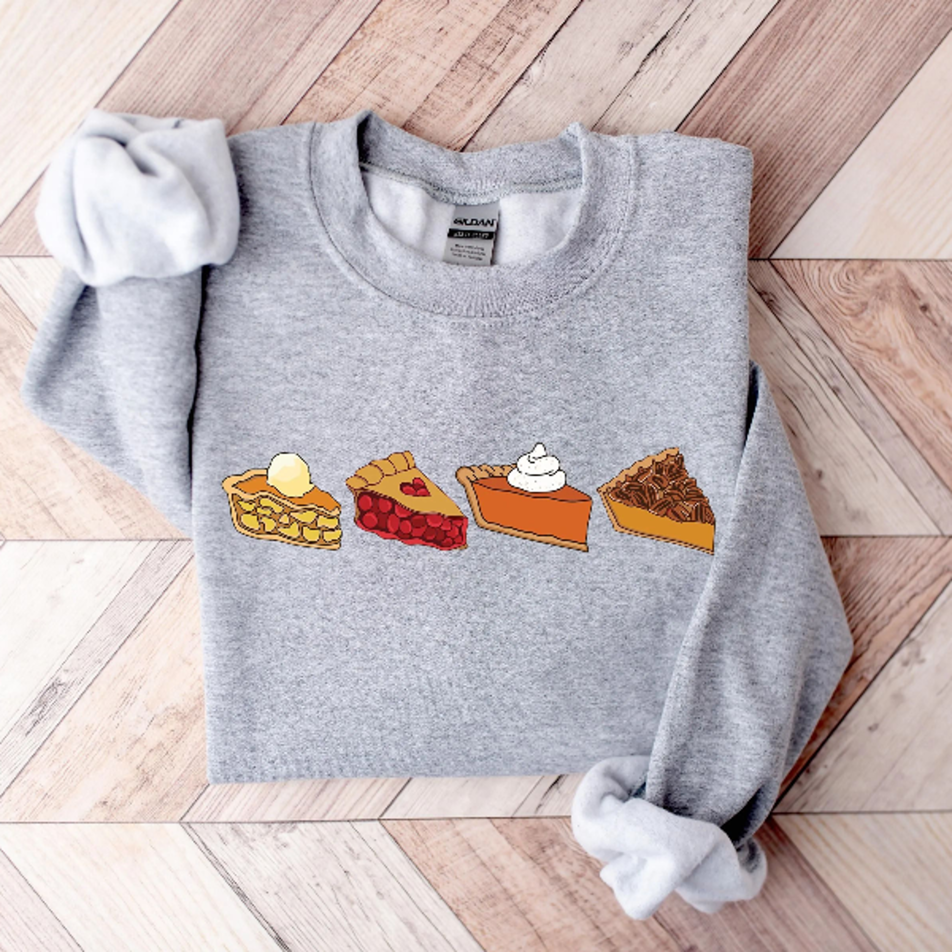 Thanksgiving Pie Sweatshirt Pumpkin Cherry Pecan Apple Pie Fall Crewneck 0