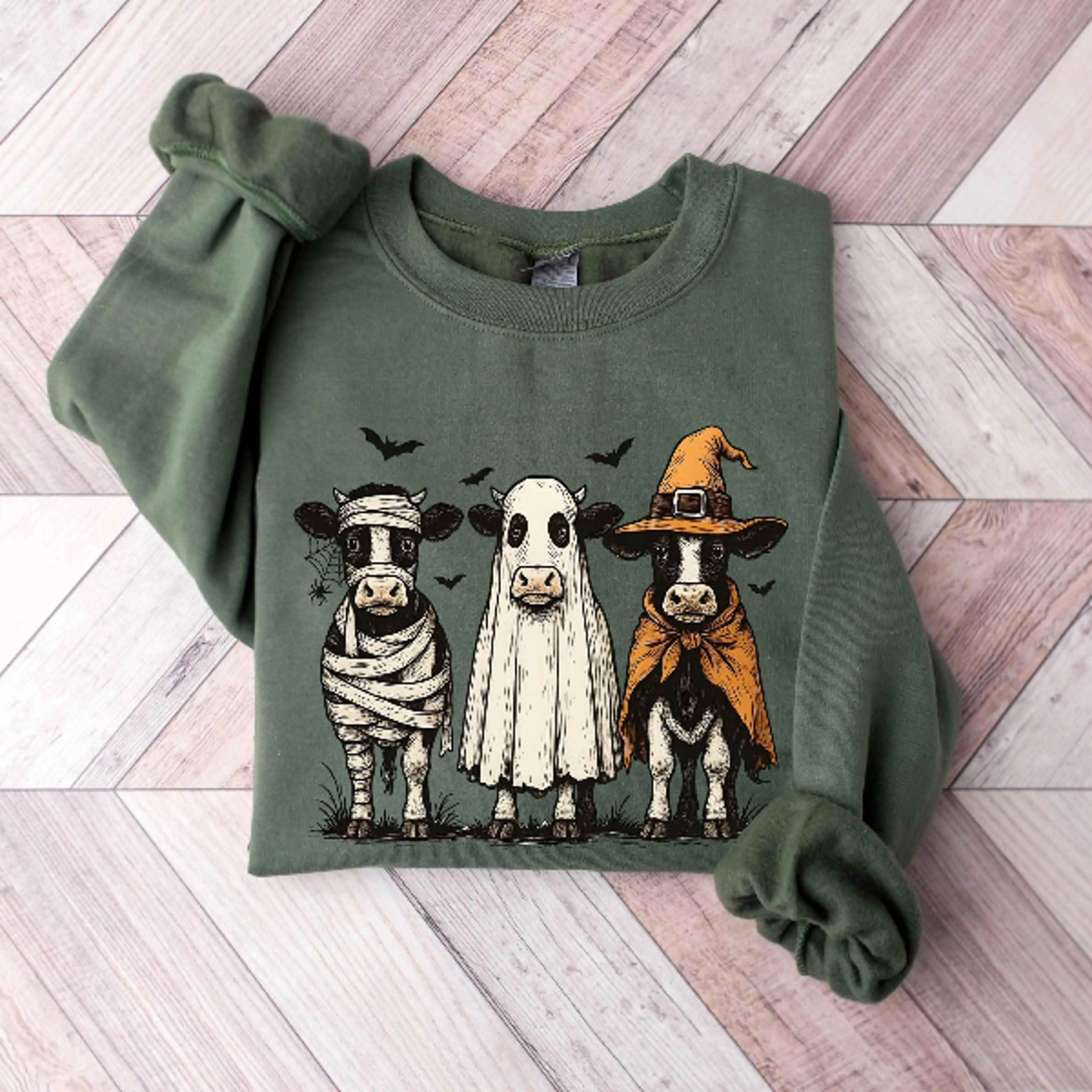 Halloween Highland Cow Sweatshirt Cute Spooky Cow Fall Crewneck 1