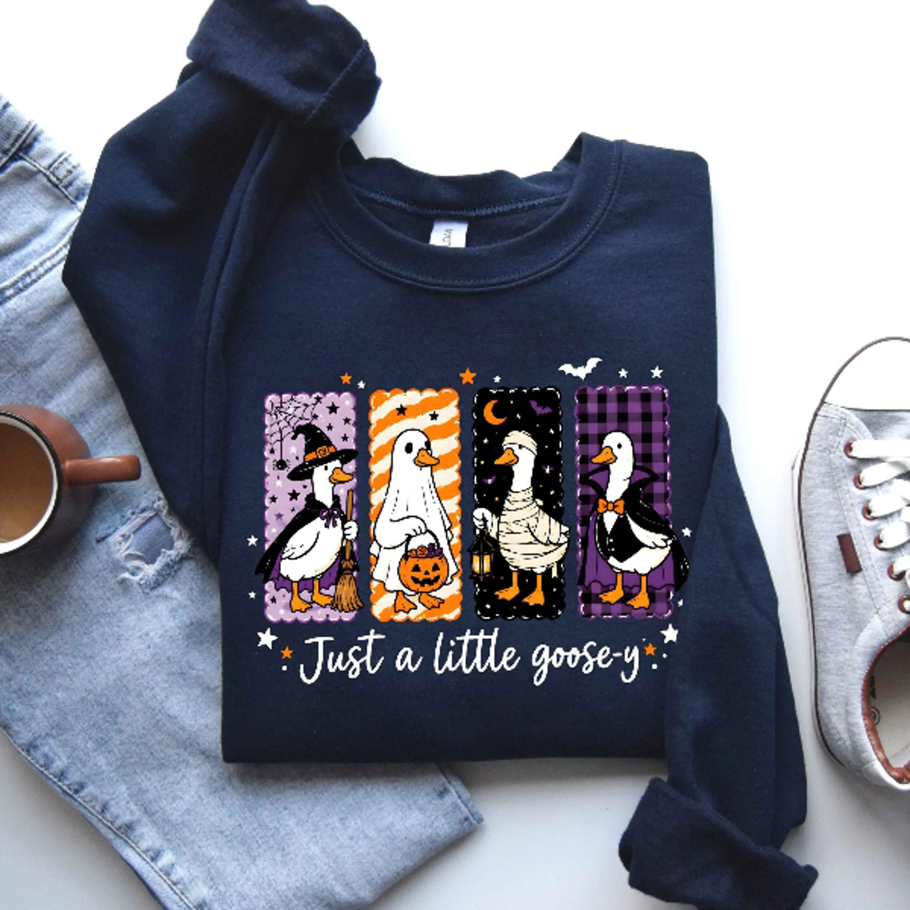 Just A Spooky Goose Sweatshirt Funny Halloween Goose Shirt Tee 3