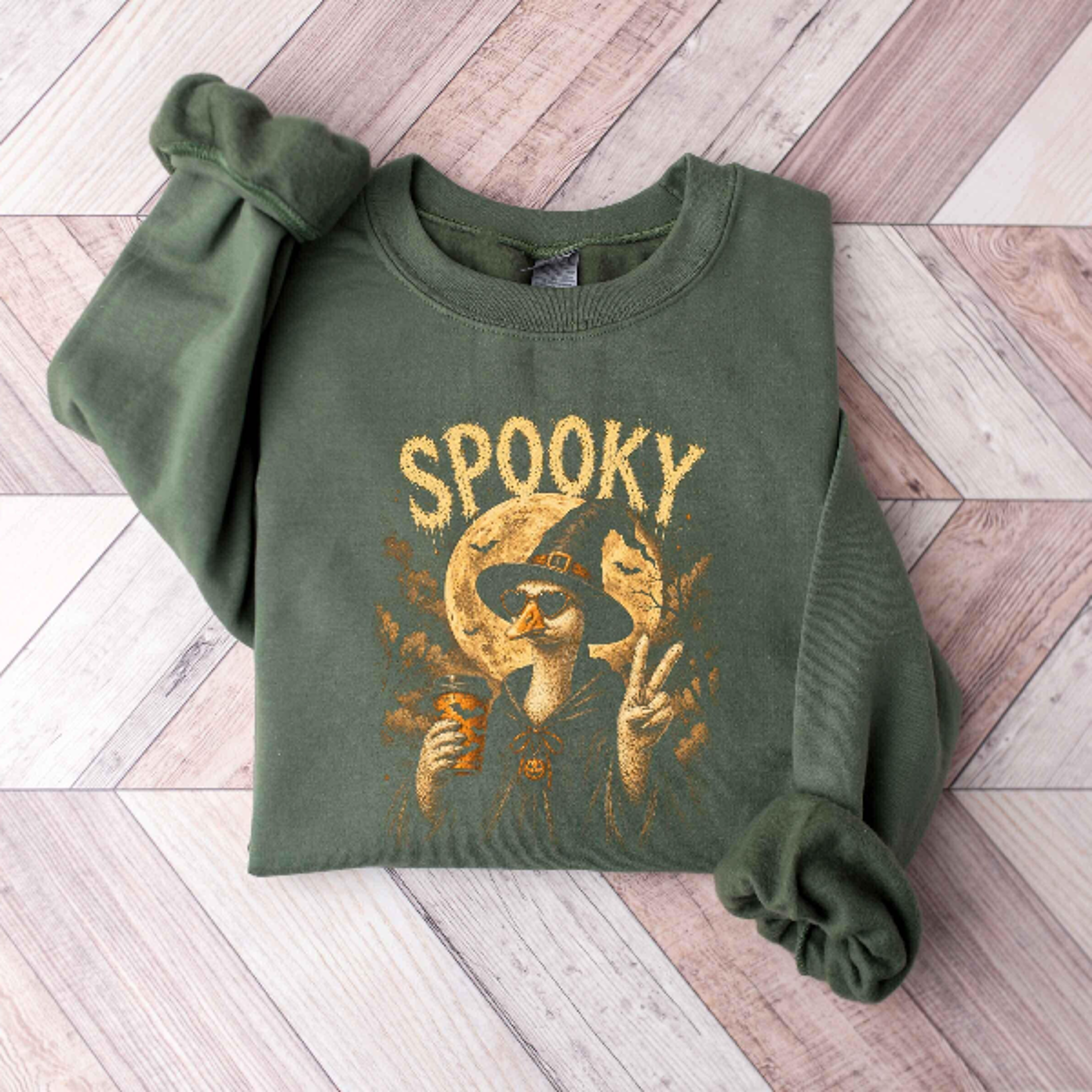 Halloween Goose Witch Sweatshirt Cute Spooky Pumpkin Goose Hoodie 2