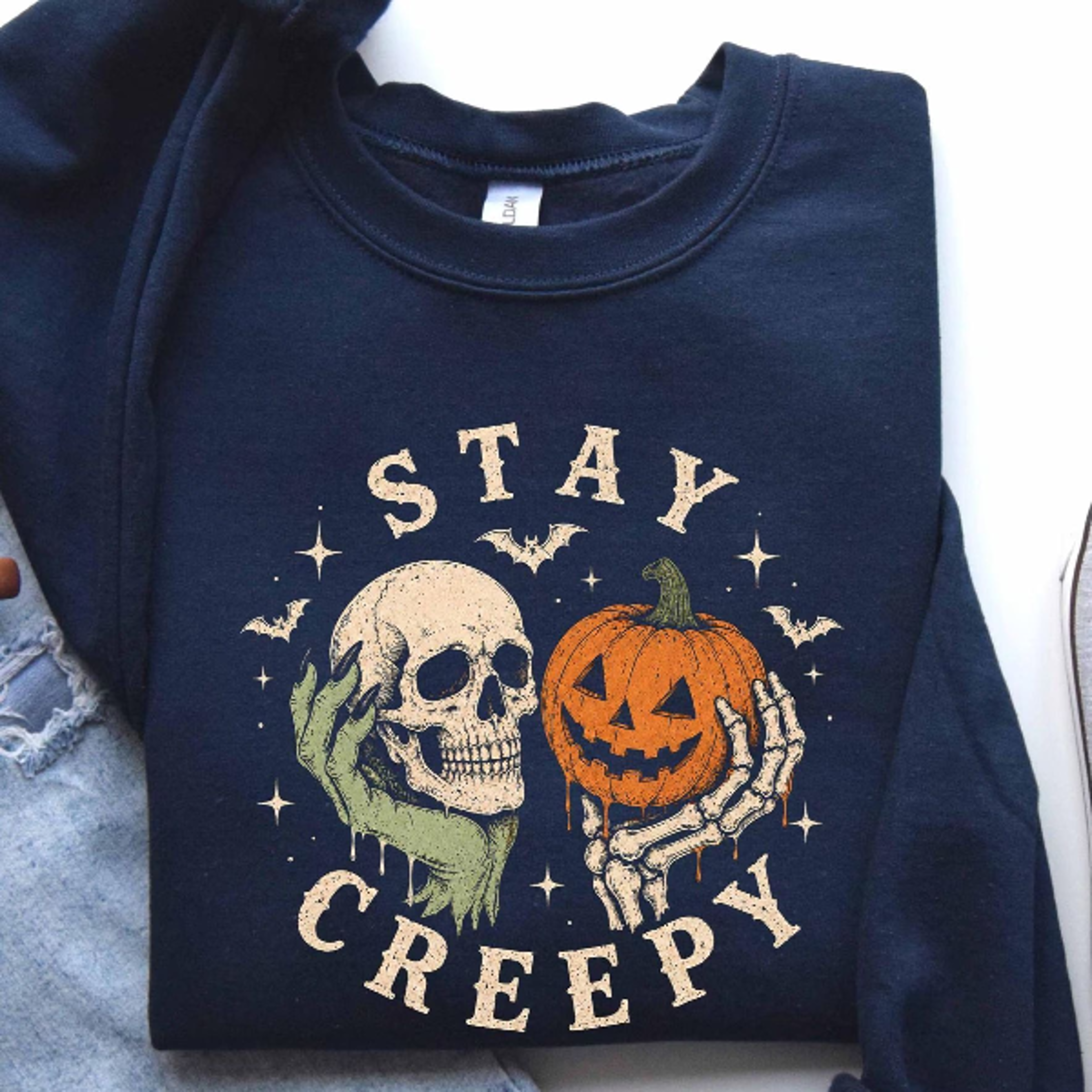 Creepy Skeleton Hands Sweatshirt Gothic Spooky Season Halloween Crewneck 5