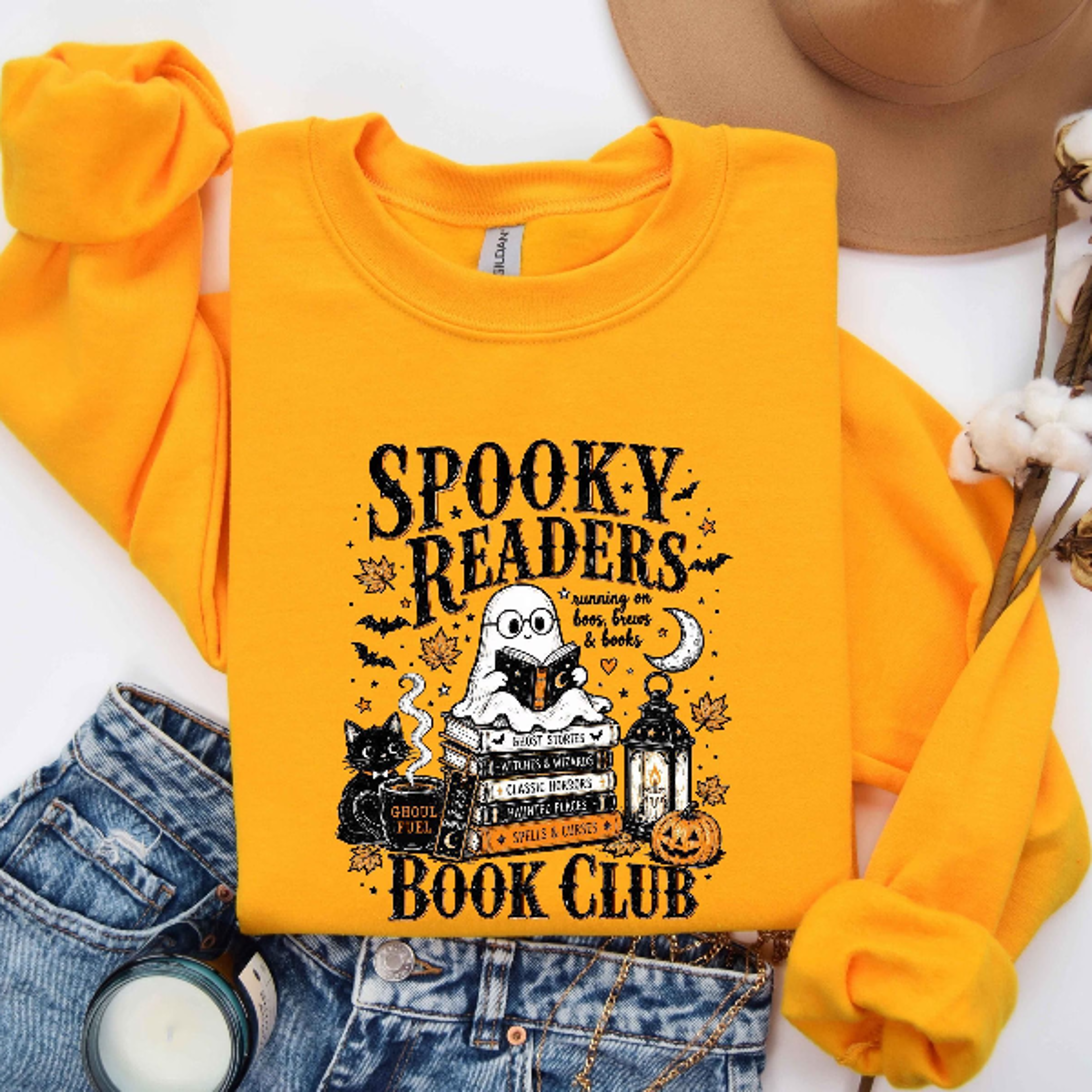 Spooky Readers Sweatshirt Cute Ghost Book Club Halloween Crewneck 0