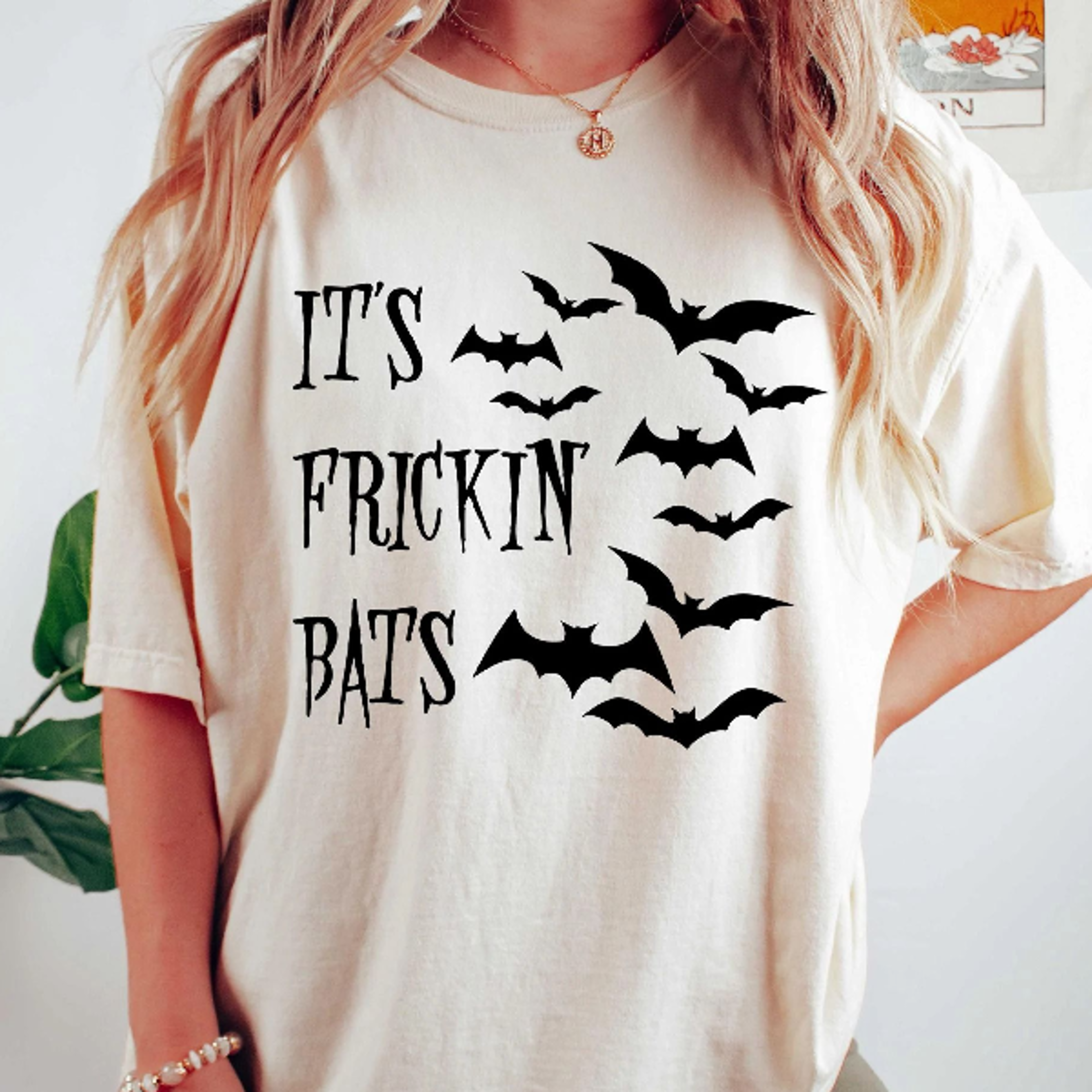 Its Fricking Bats TShirt Funny Spooky Halloween Crewneck Tee 0