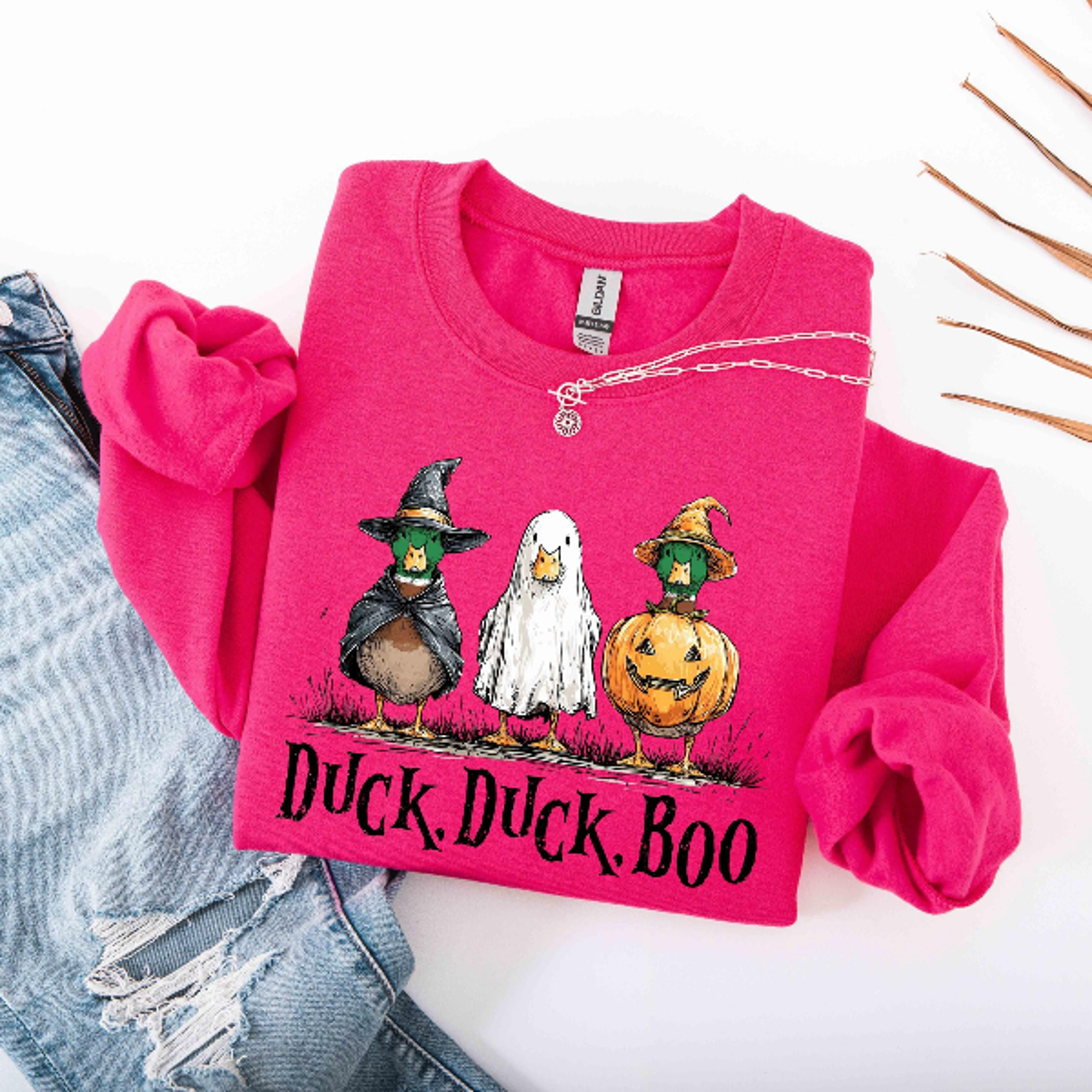 Duck Duck Boo Sweatshirt Funny Spooky Goose Halloween Crewneck 0
