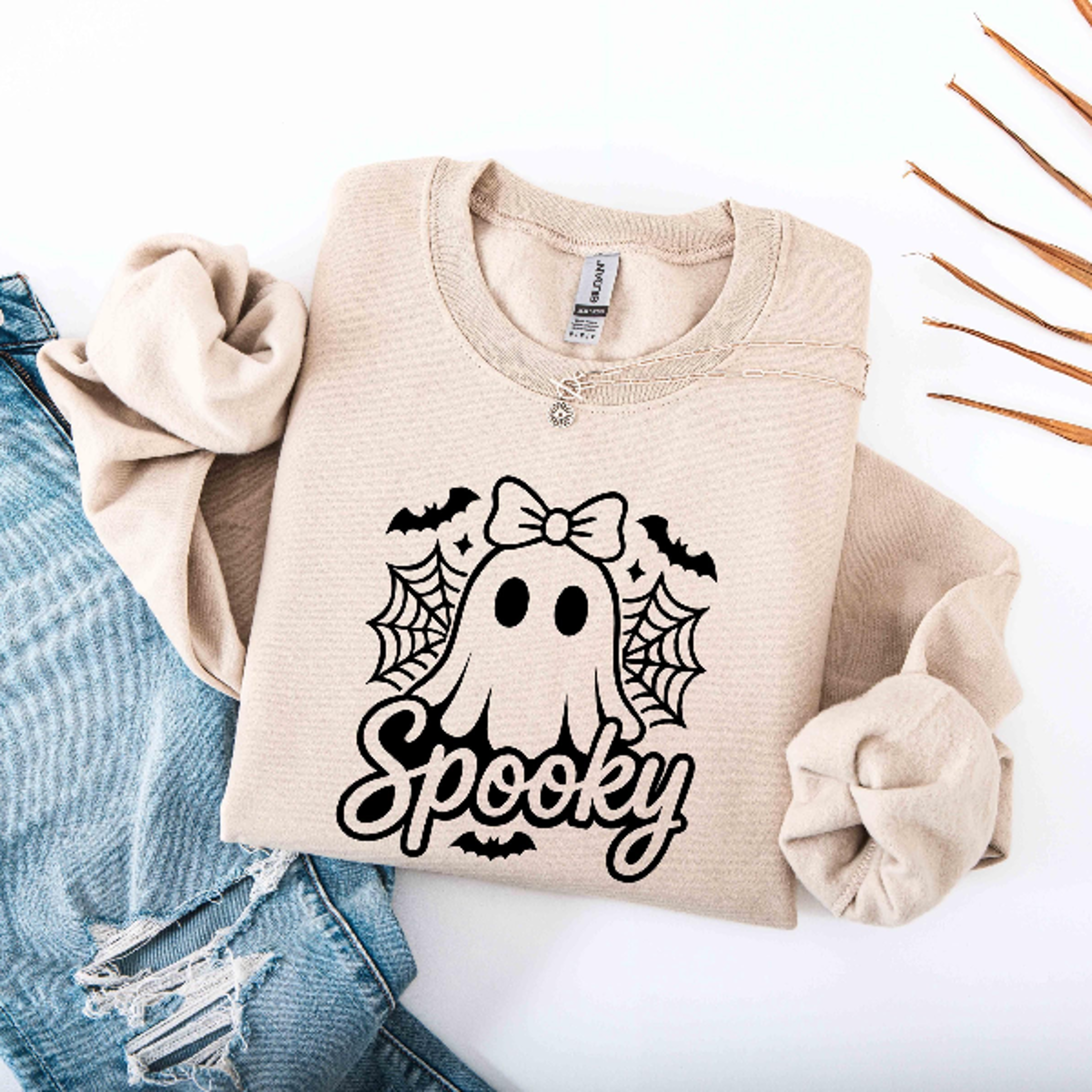 Cute Halloween Ghost Sweatshirt Coquette Pumpkin Boho Spooky Hoodie 2