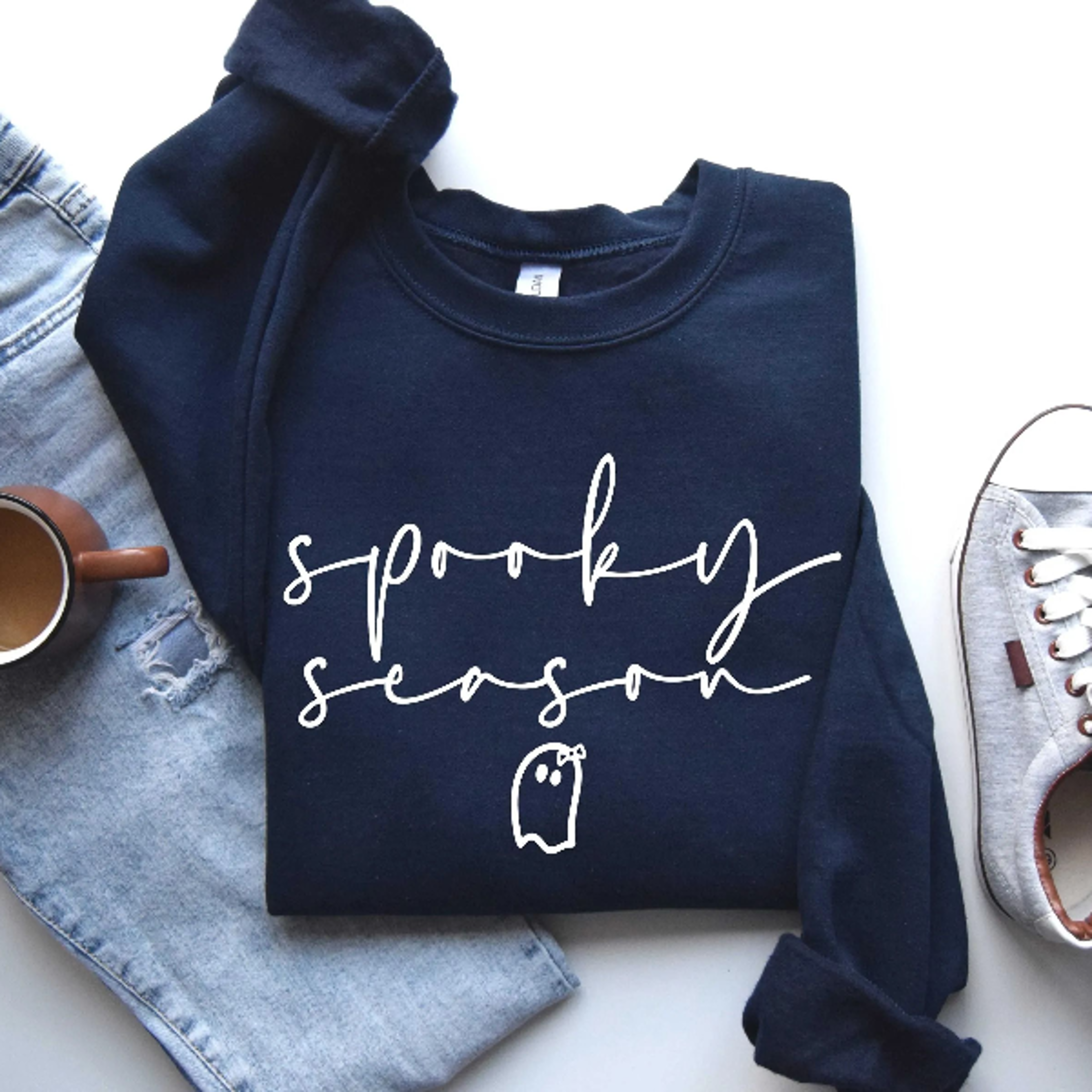 Spooky Season Ghost Sweatshirt Cute Halloween Favorite Crewneck 5