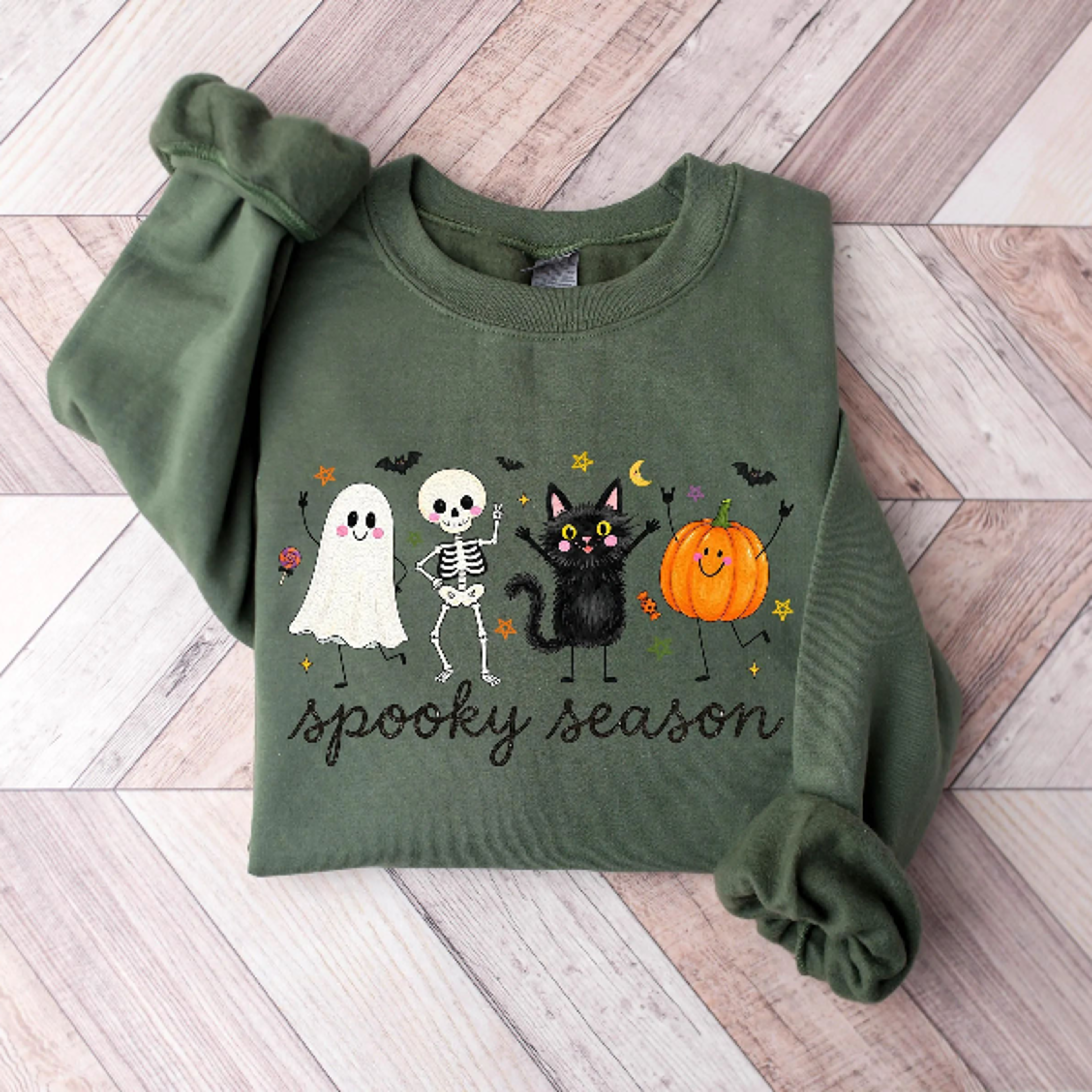 Spooky Season Sweatshirt Ghost Pumpkin Cute Halloween Crewneck 4
