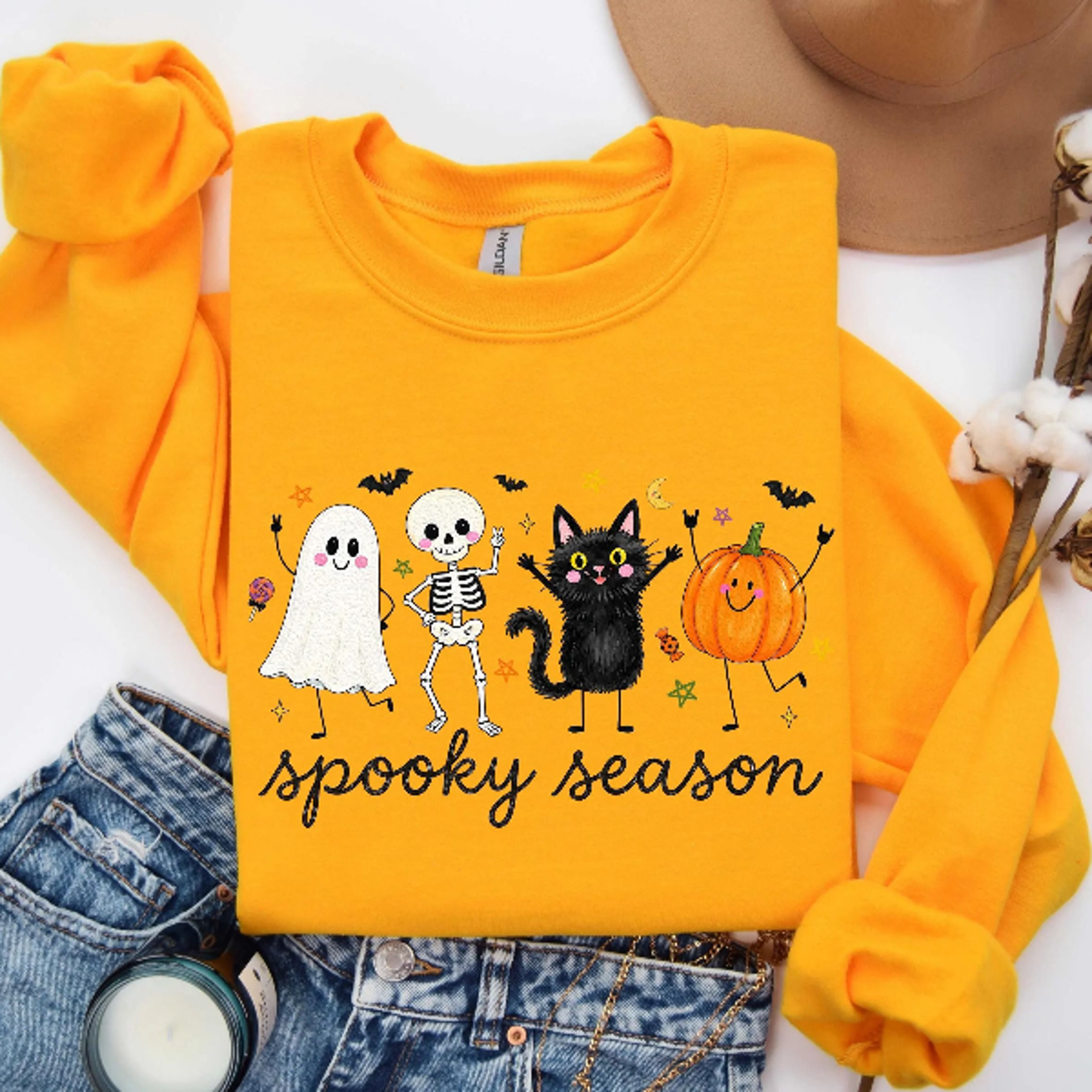 Spooky Season Sweatshirt Ghost Pumpkin Cute Halloween Crewneck 5