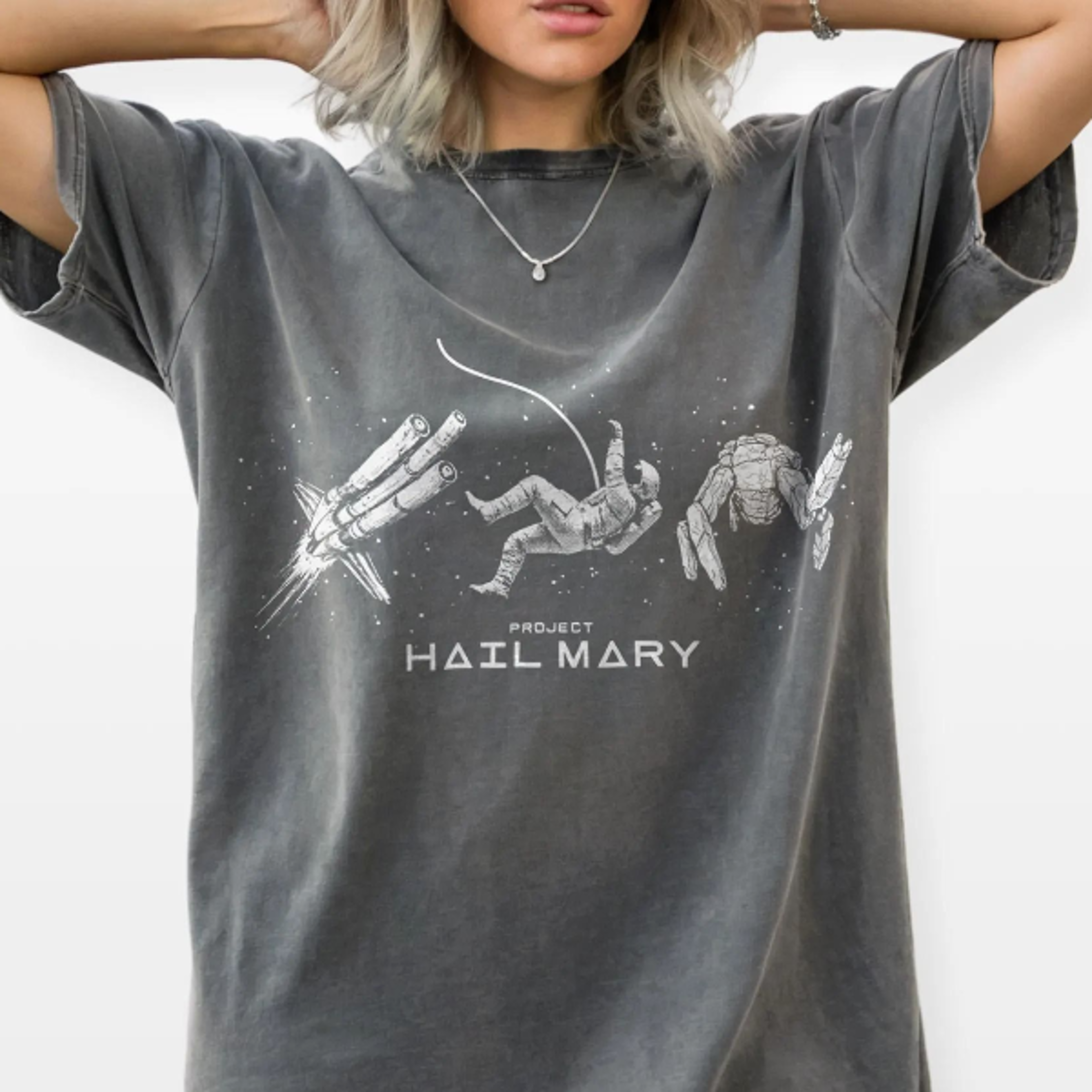 Minimalist Space Line Art Shirt Project Hail Mary Spaceship Astronaut Rocky Graphic Tee 0