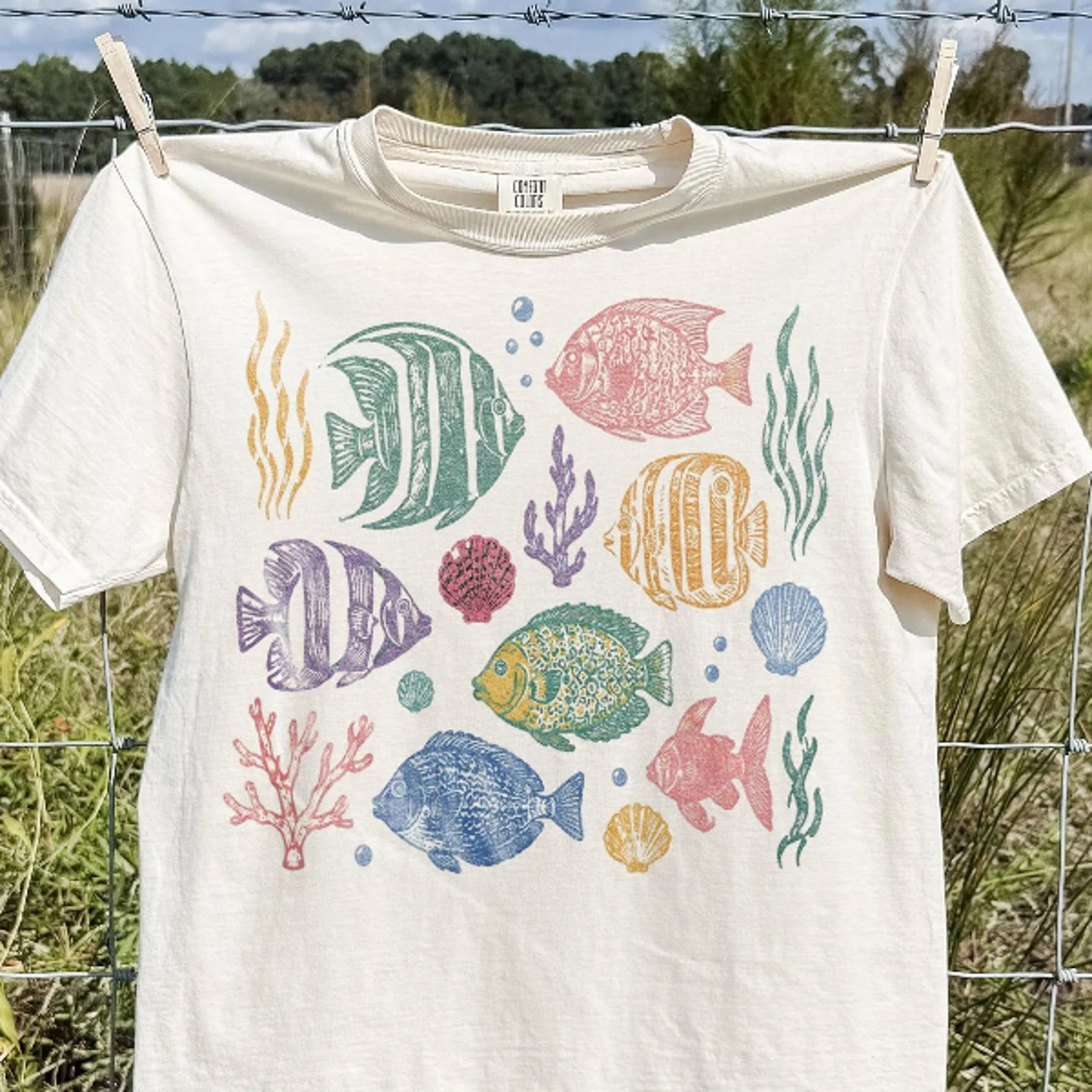 Y2K Tropical Fish Graphic Tee Gift Reef Aquarium Wildlife Shirt Retro Coastal Aesthetic Top 1
